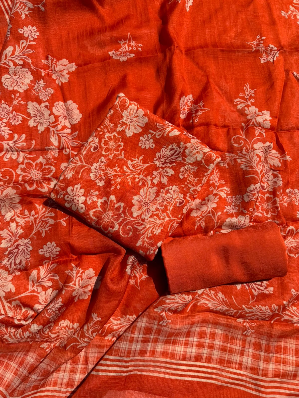 Rust Orange Floral Printed Suit Set