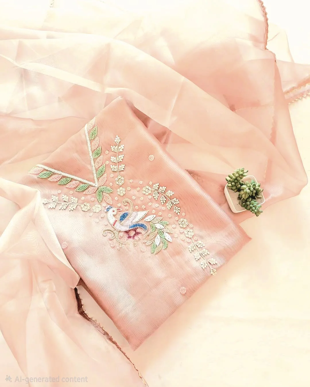 Pure Organza unstitched Suit With Zardozi Work Dupatta