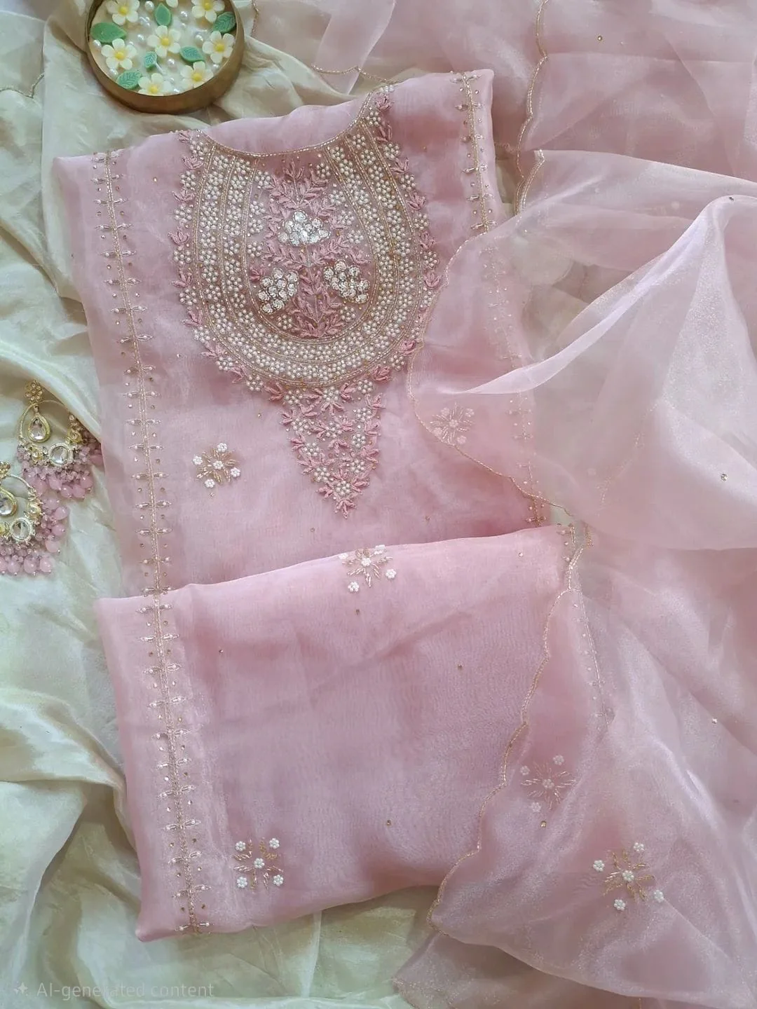 Pure Organza unstitched Suit With Zardozi Work Dupatta
