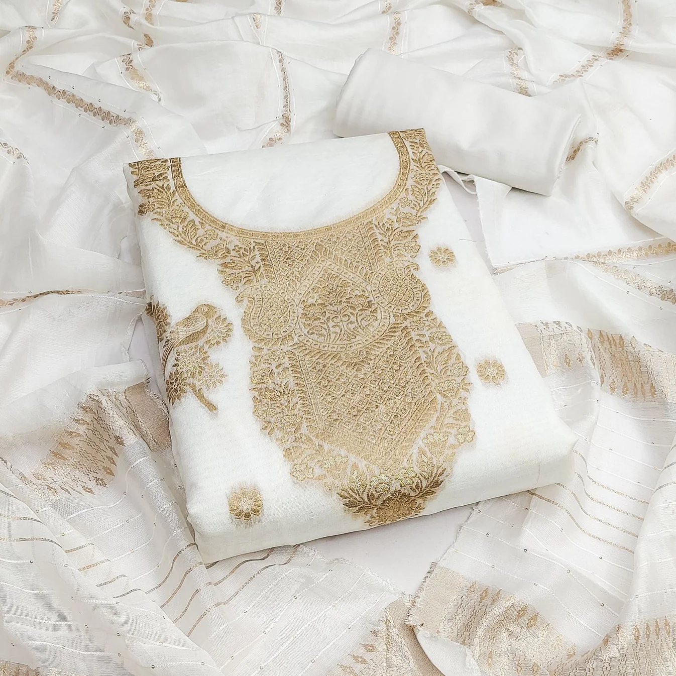 Pure Organza unstitched Suit With Zardozi Work Dupatta
