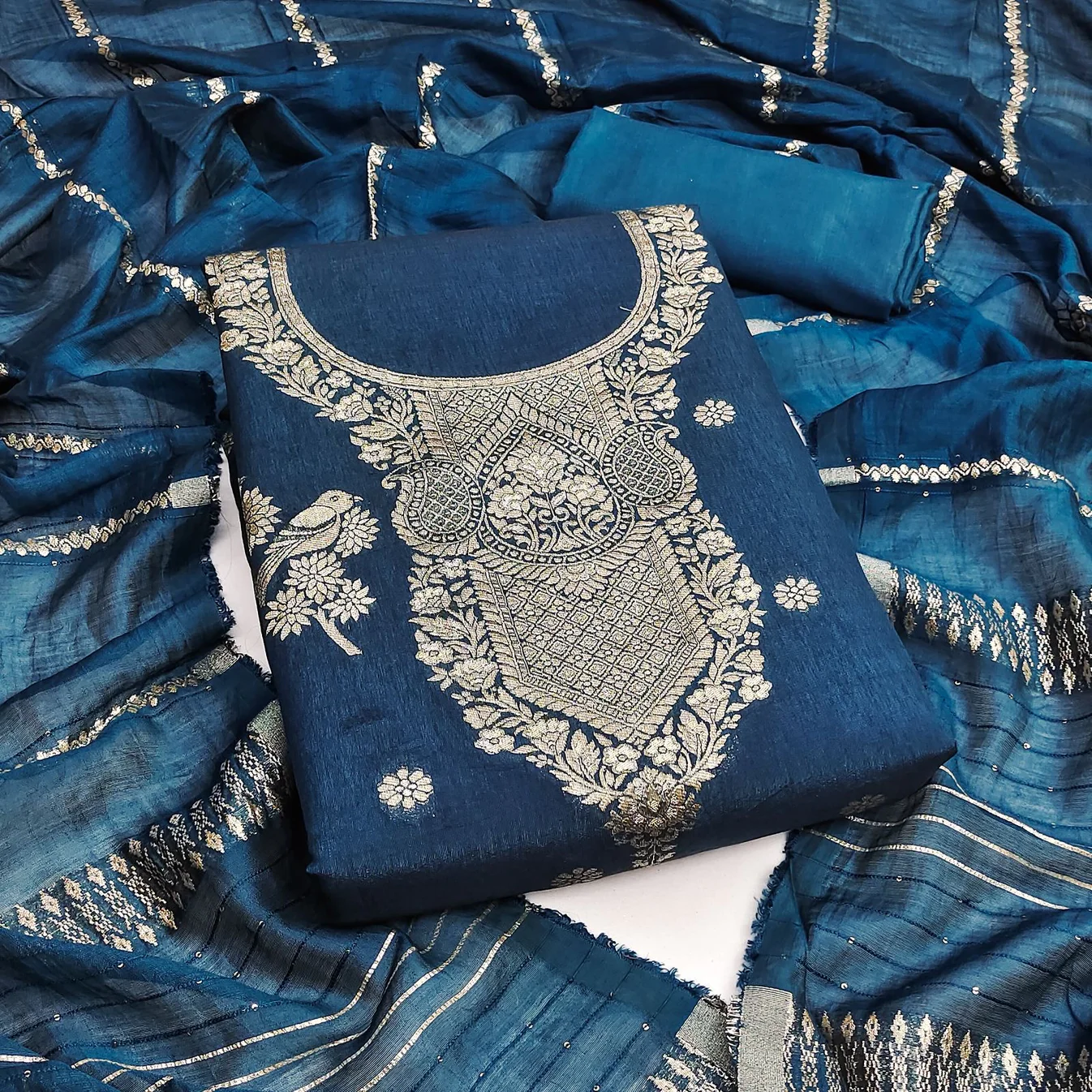 Pure Organza unstitched Suit With Zardozi Work Dupatta