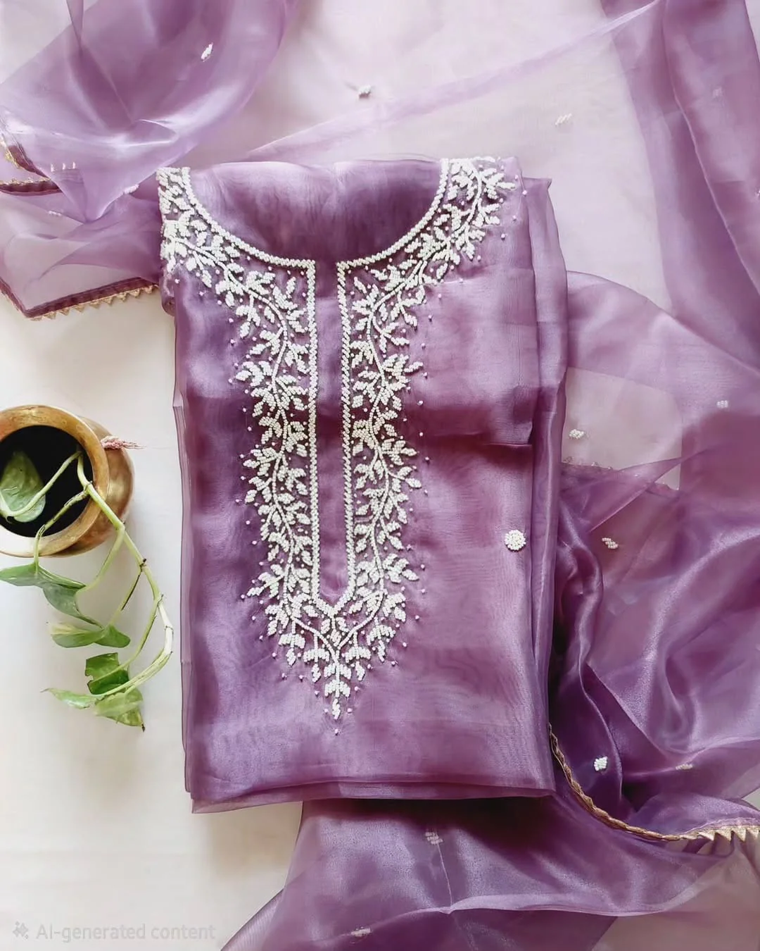 (TEST) Pure Organza unstitched Suit With Zardozi Work Dupatta