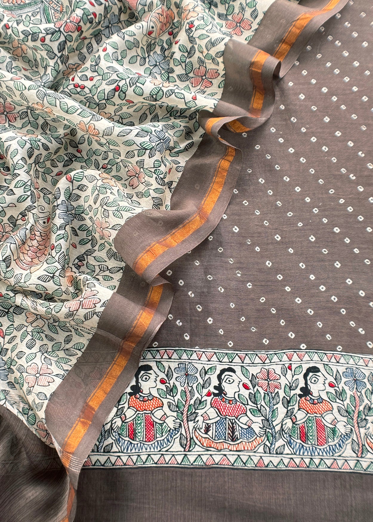 Kalamkari-Bandhani Maheshwari 