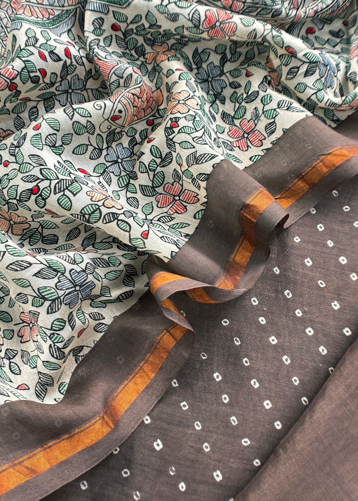 Kalamkari-Bandhani Maheshwari 
