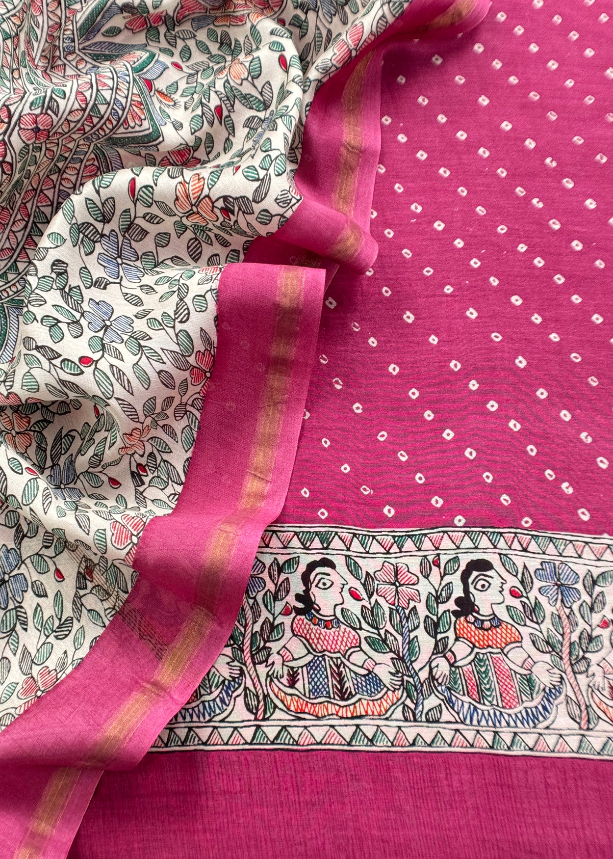 Kalamkari-Bandhani Maheshwari 