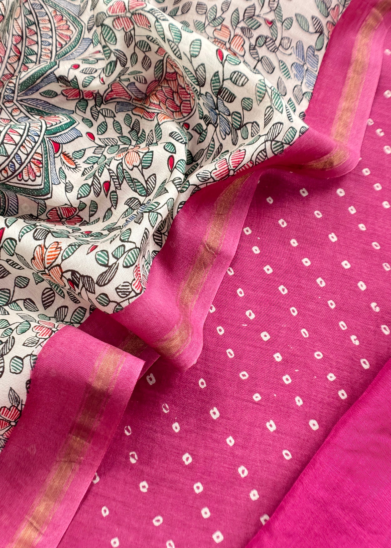 Kalamkari-Bandhani Maheshwari 