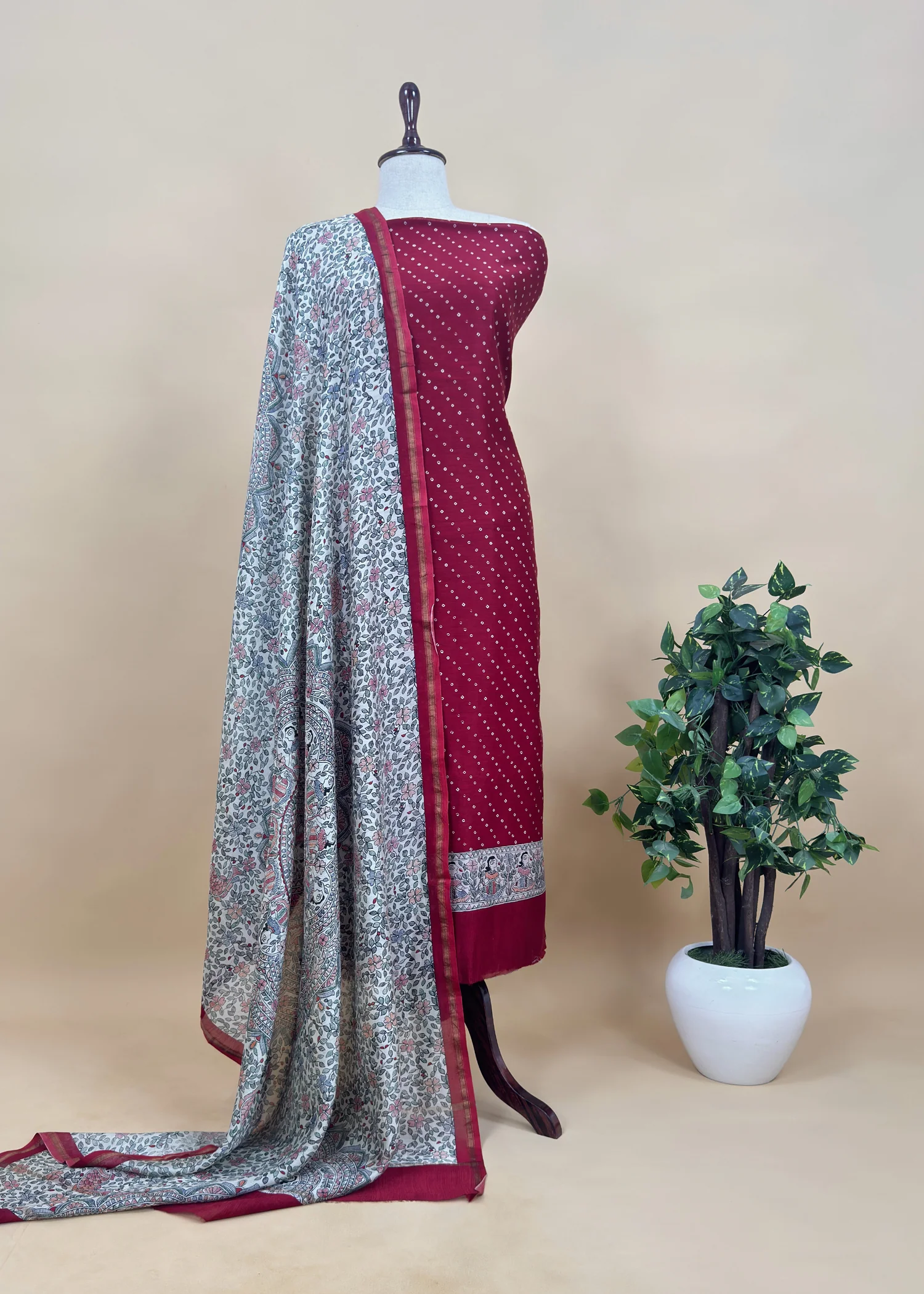 Kalamkari-Bandhani Maheshwari 
