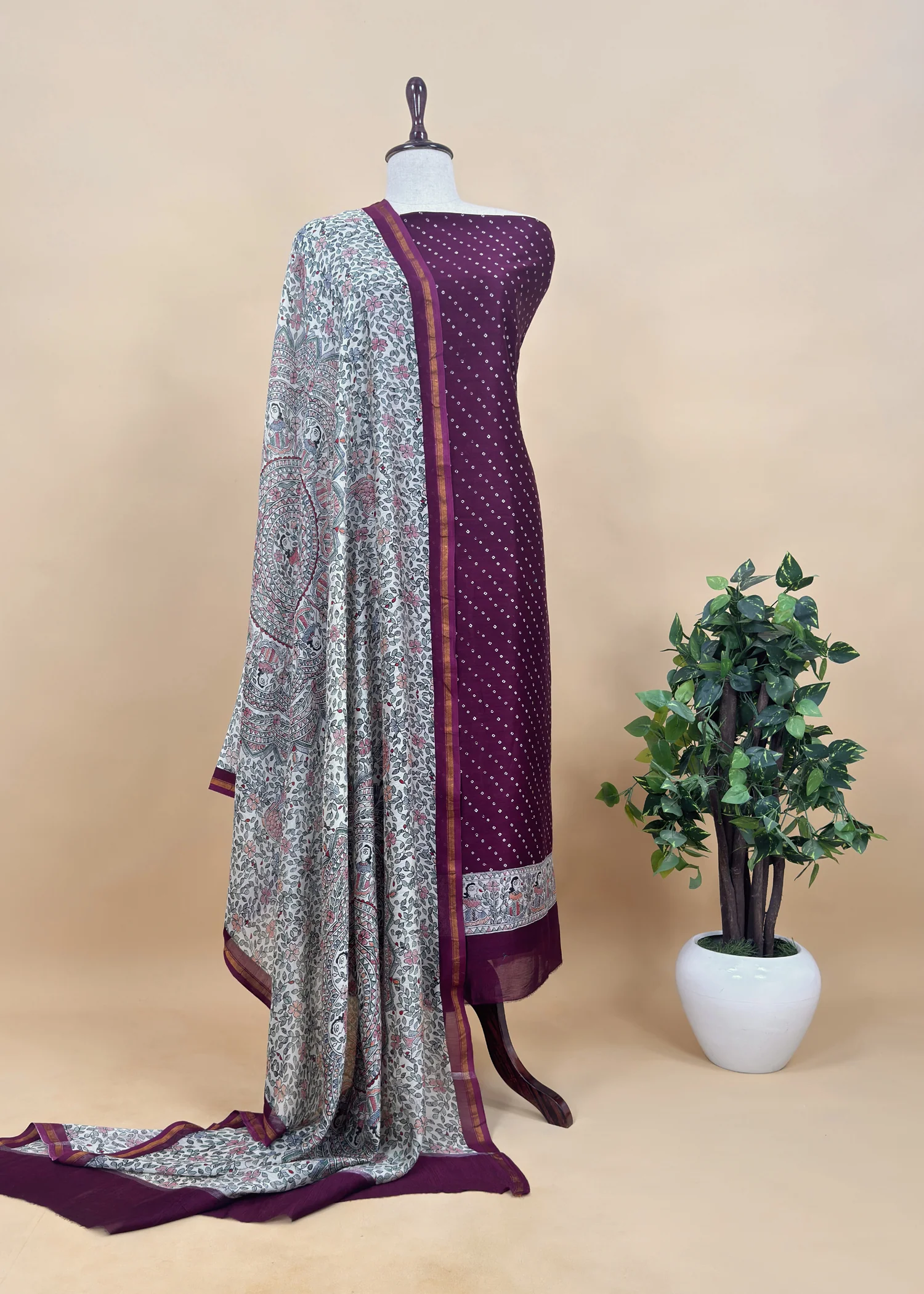 Kalamkari-Bandhani Maheshwari 