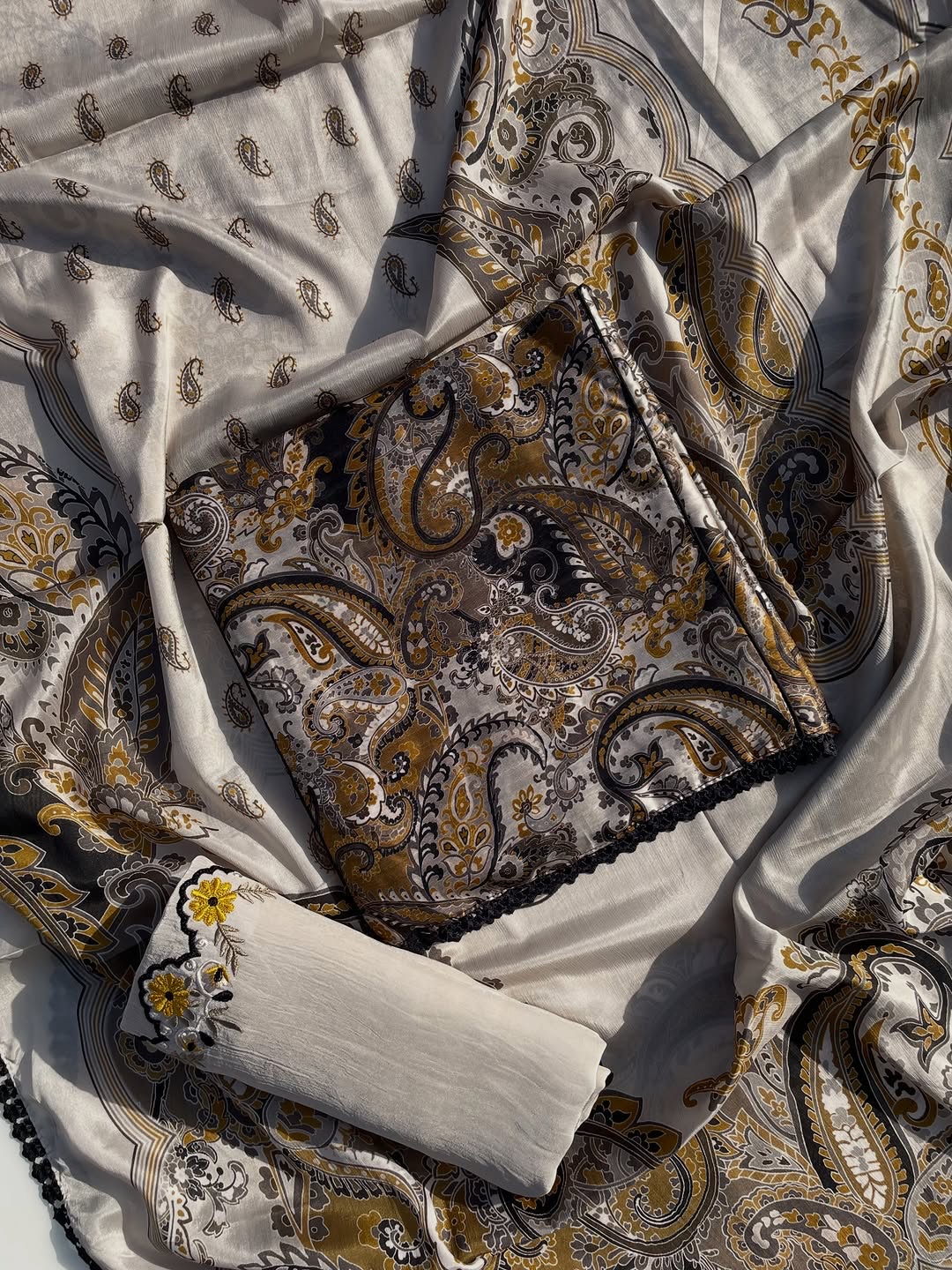 Raw Silk Printed Suit set