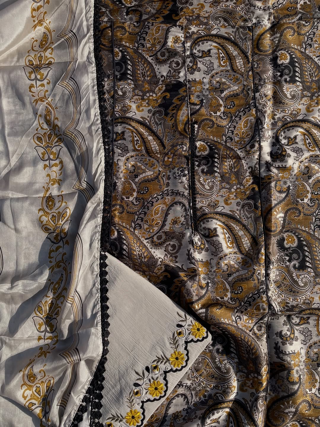 Raw Silk Printed Suit set