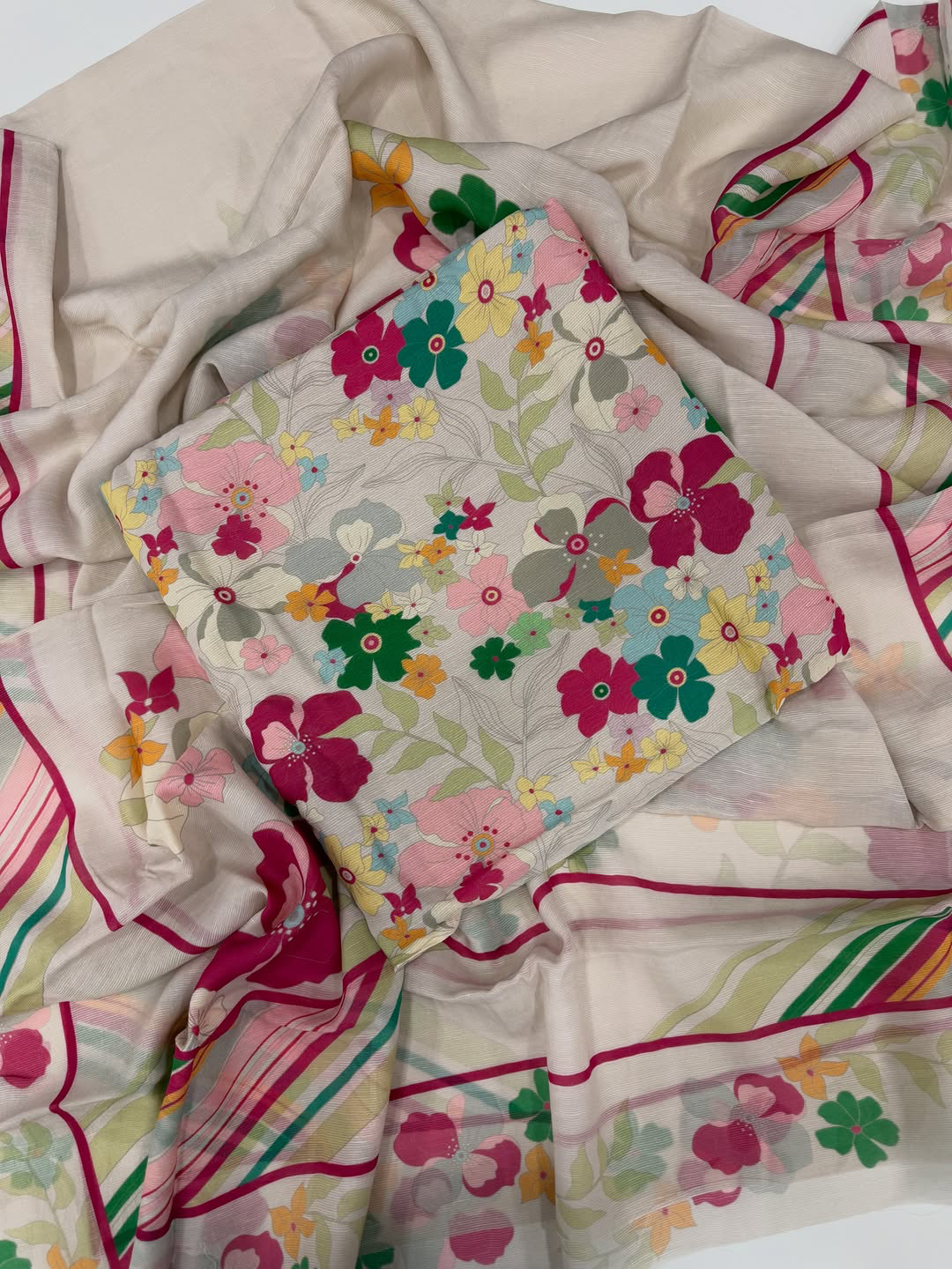 Mul lining printed suit set