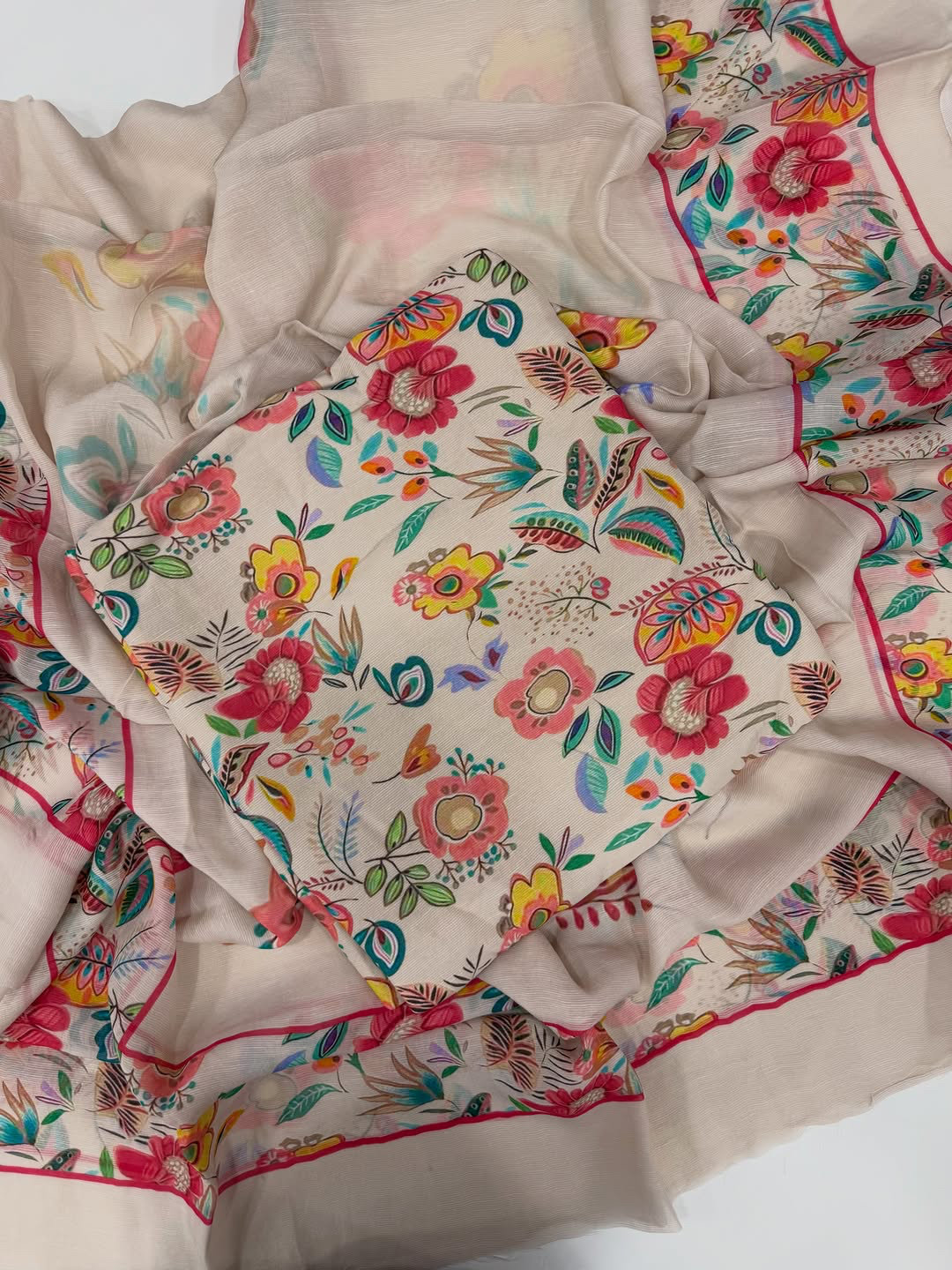 Mul lining printed suit set