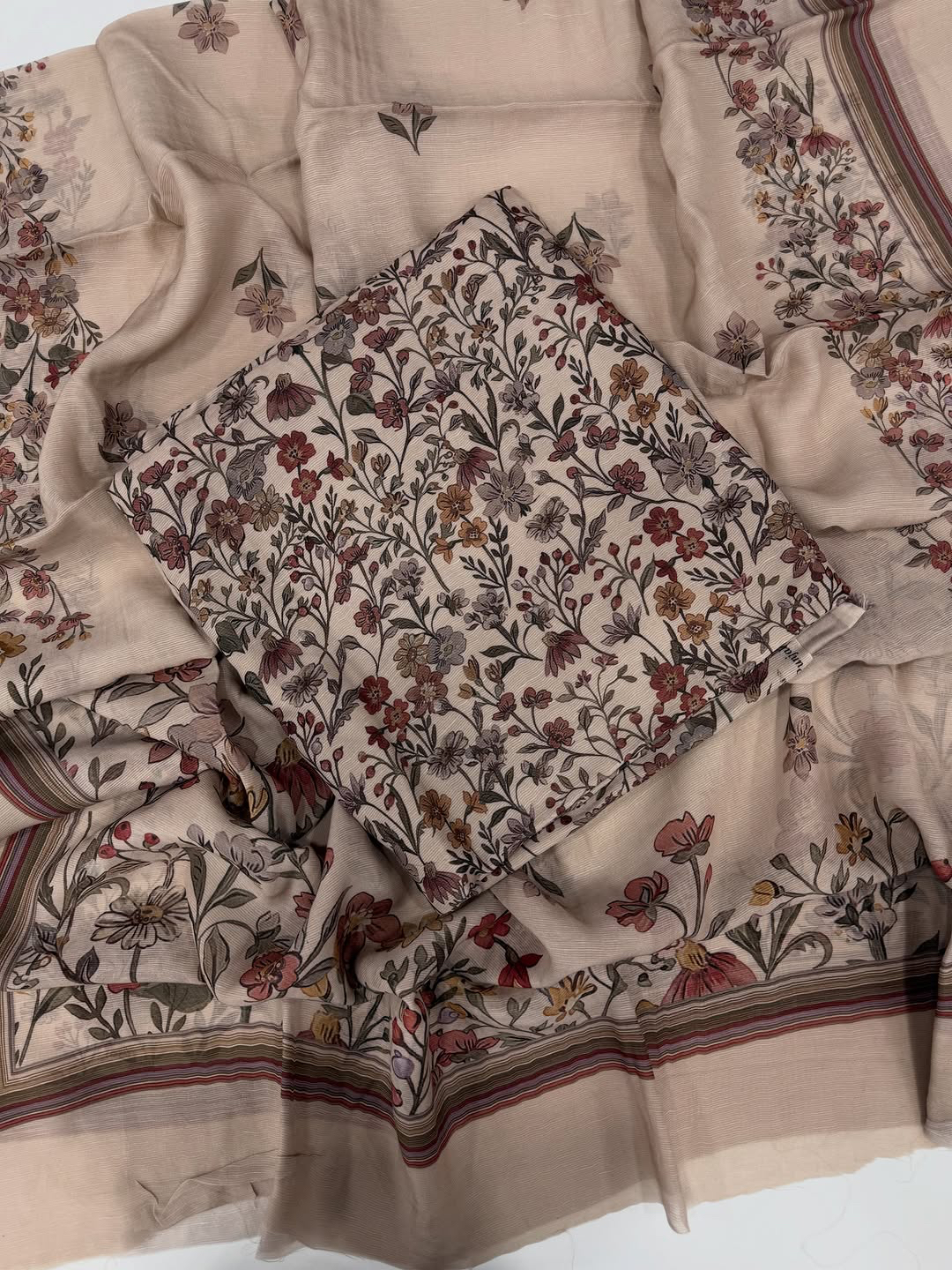 Mul lining printed suit set
