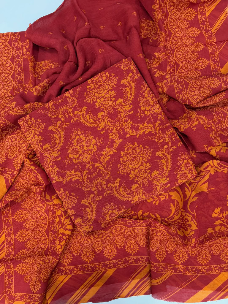 Mul lining printed suit set