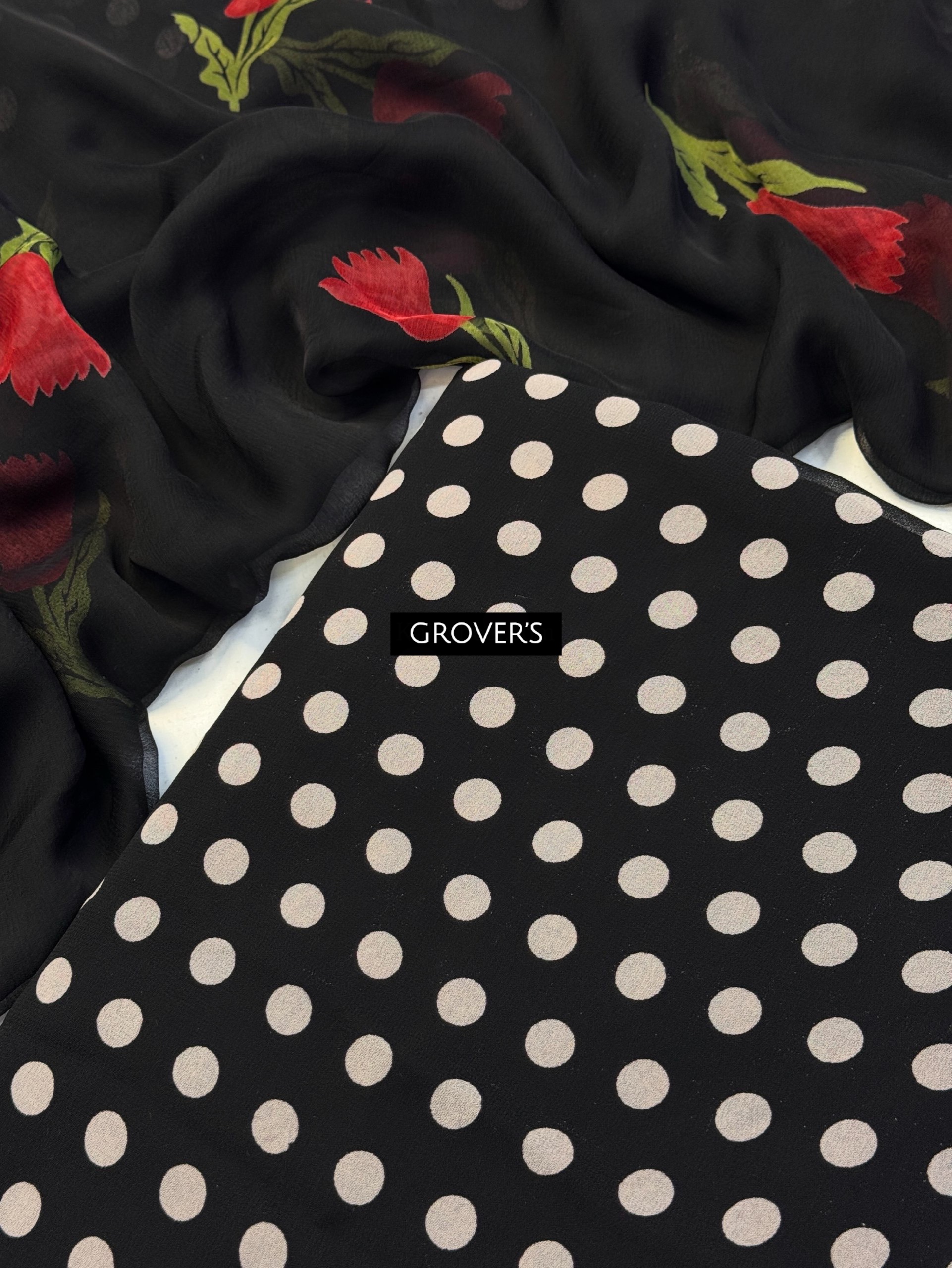 Polka Crepe Suit Set