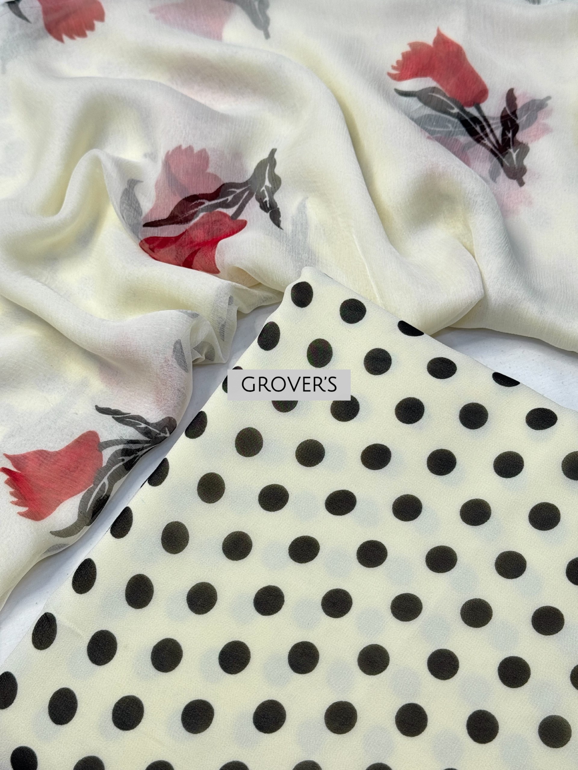 Polka Crepe Suit Set
