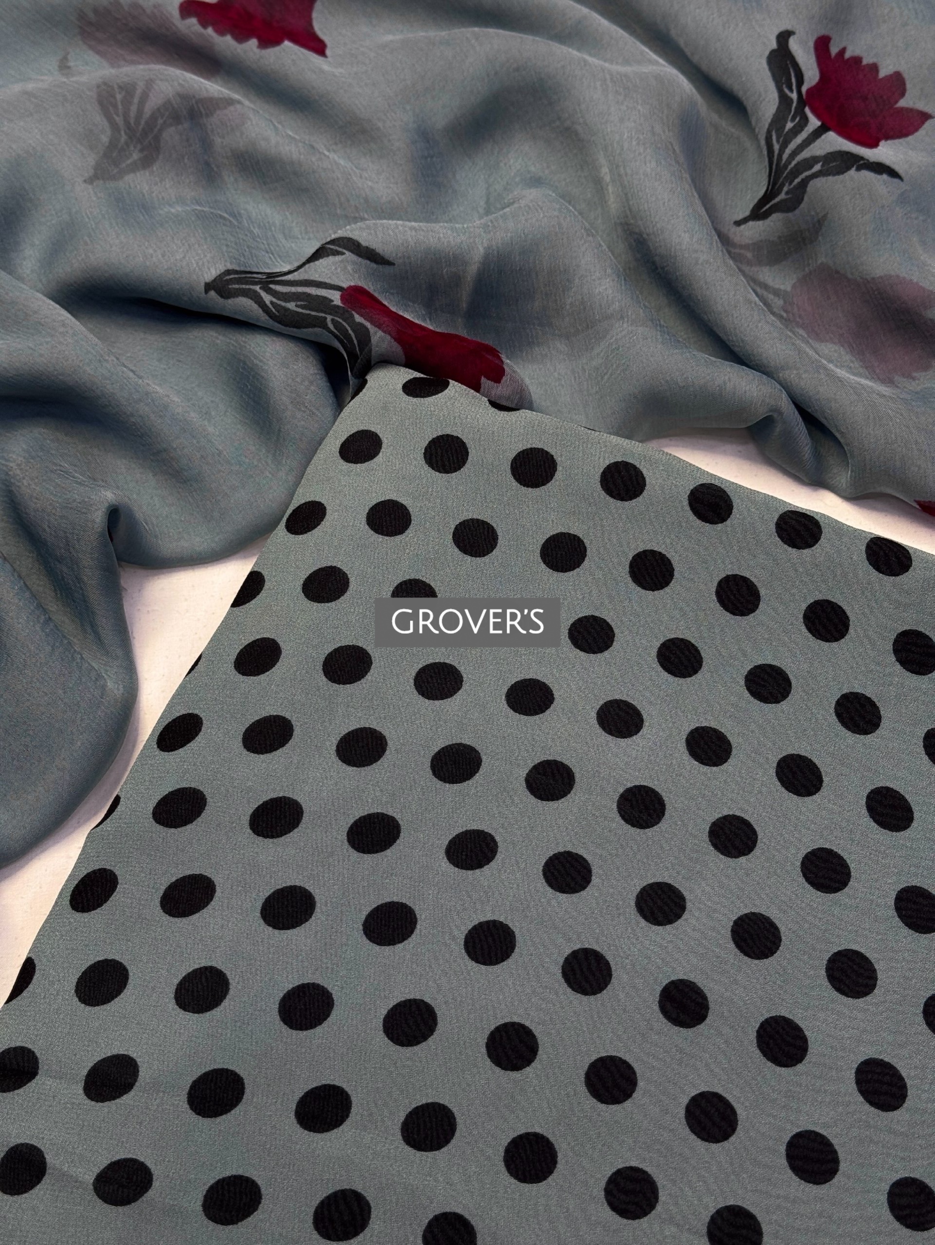 Polka Crepe Suit Set