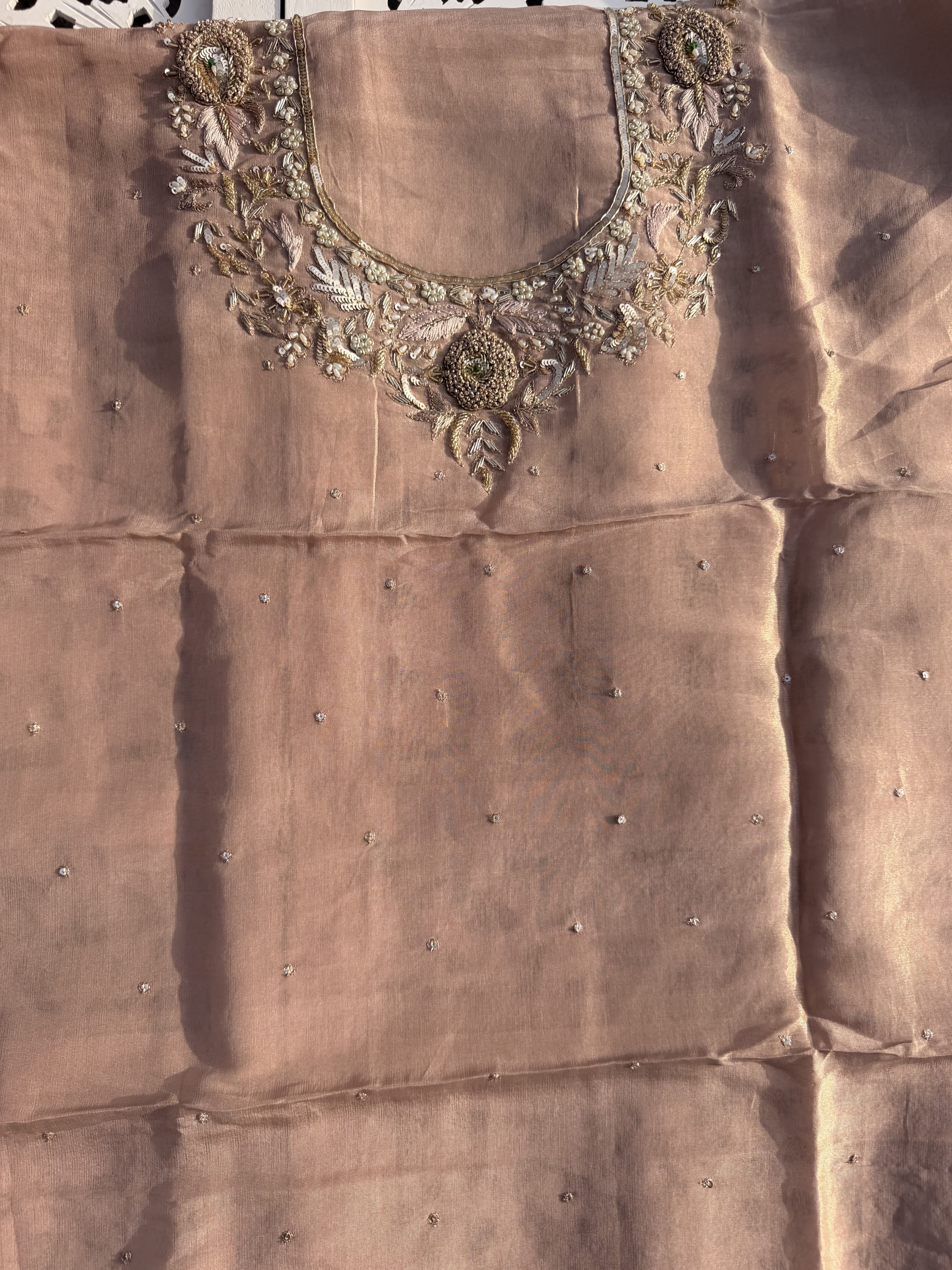 Champagne Metallic Organza Suit