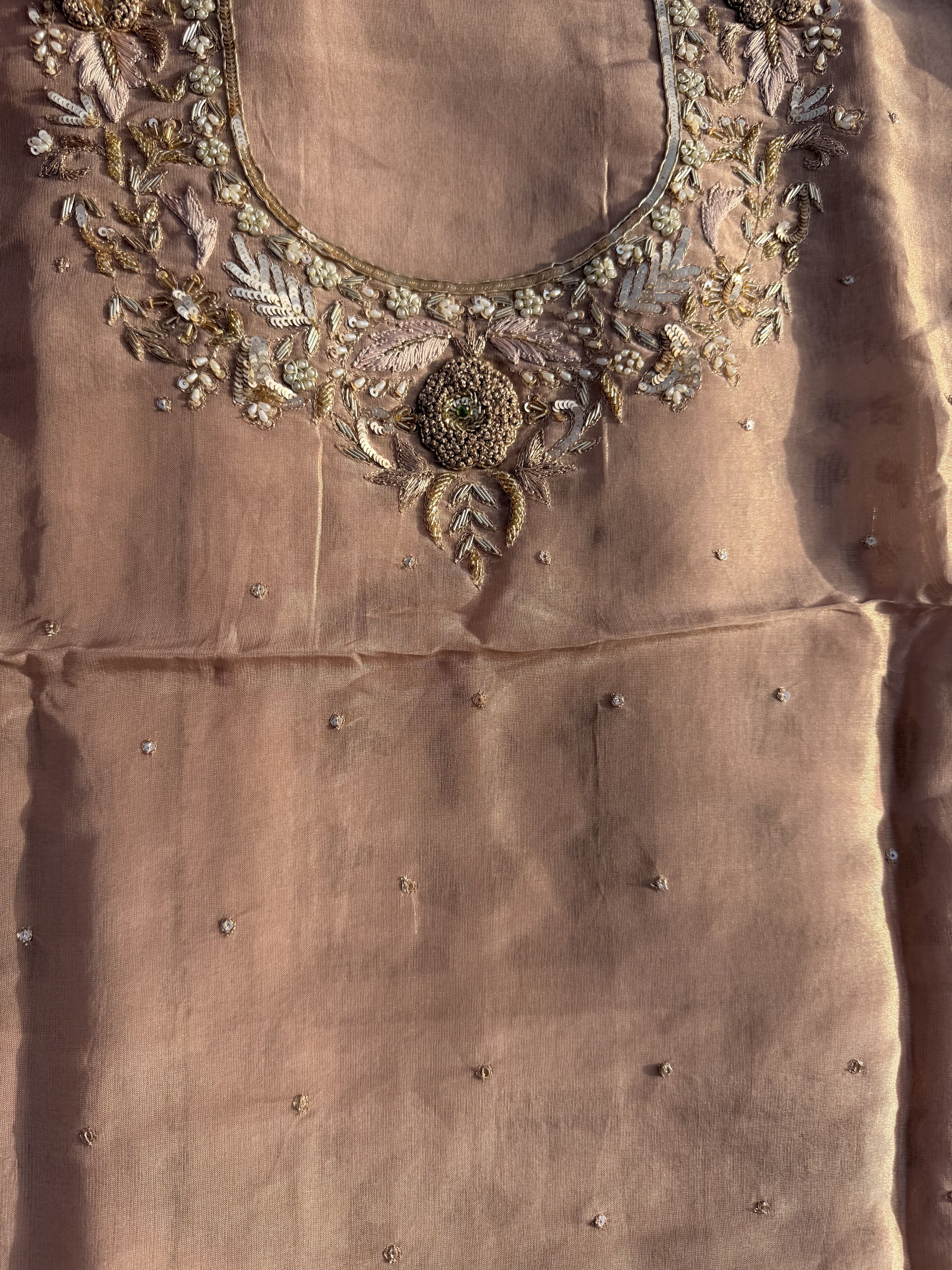 Champagne Metallic Organza Suit