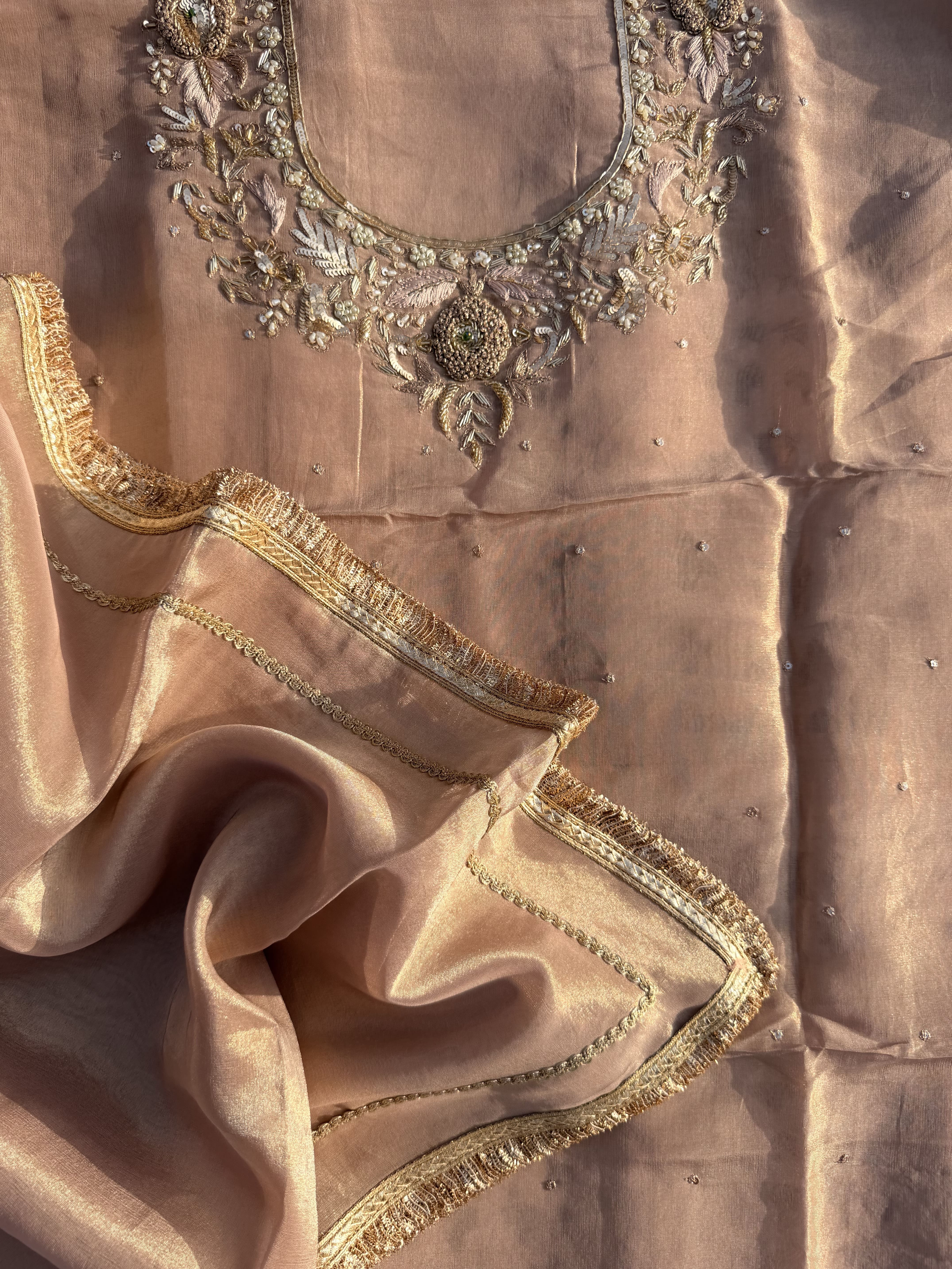 Champagne Metallic Organza Suit