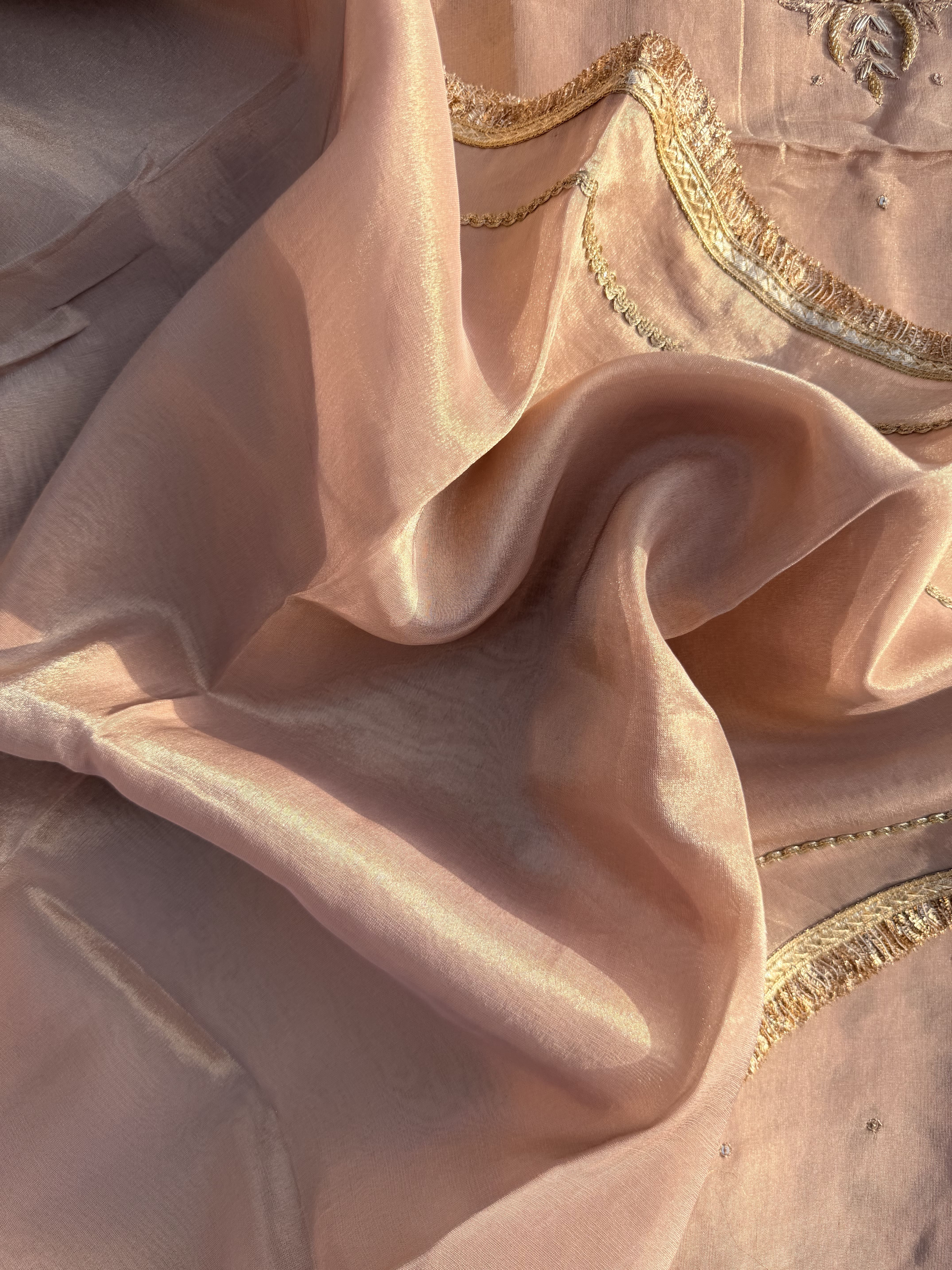 Champagne Metallic Organza Suit