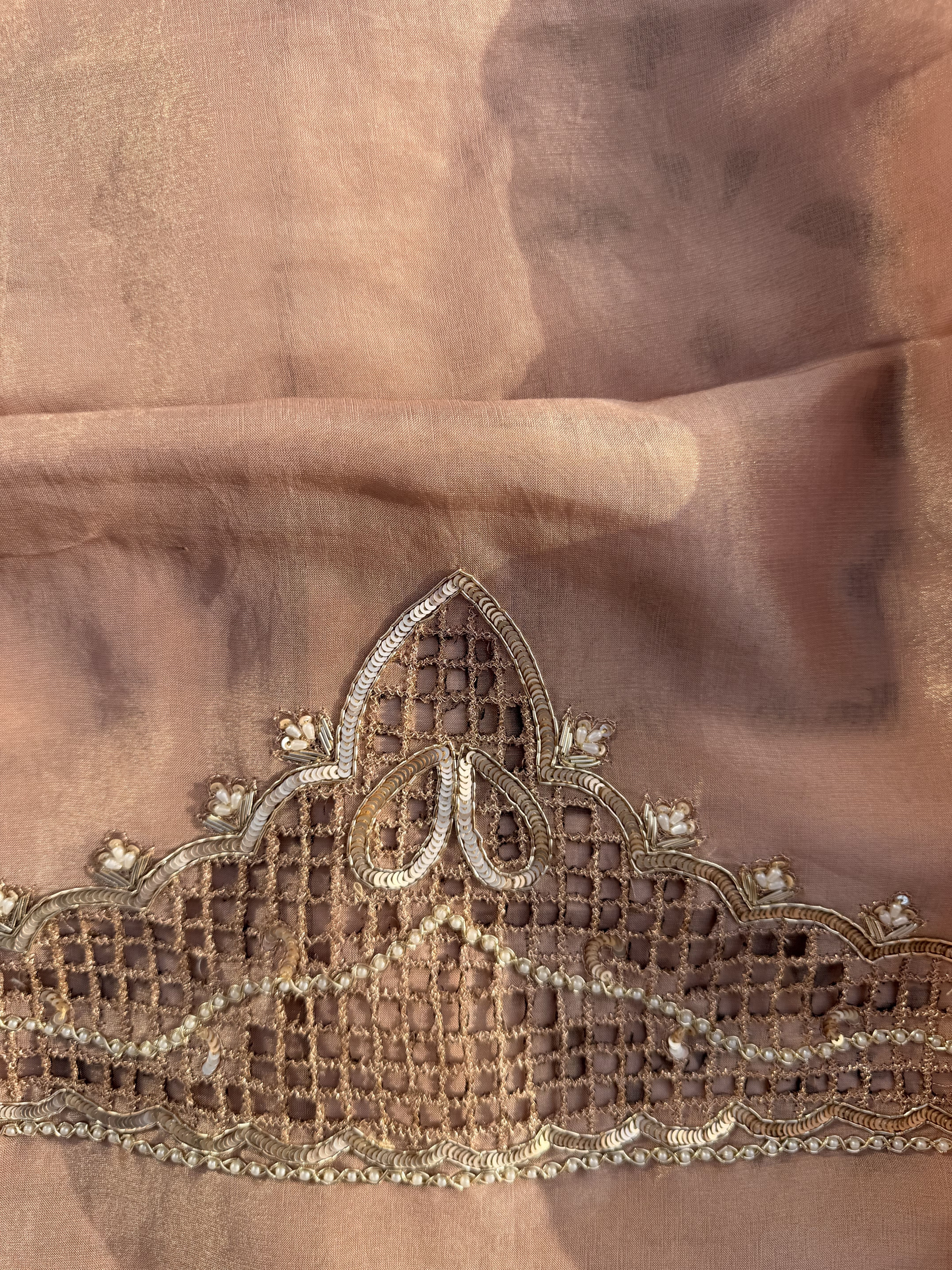 Champagne Metallic Organza Suit