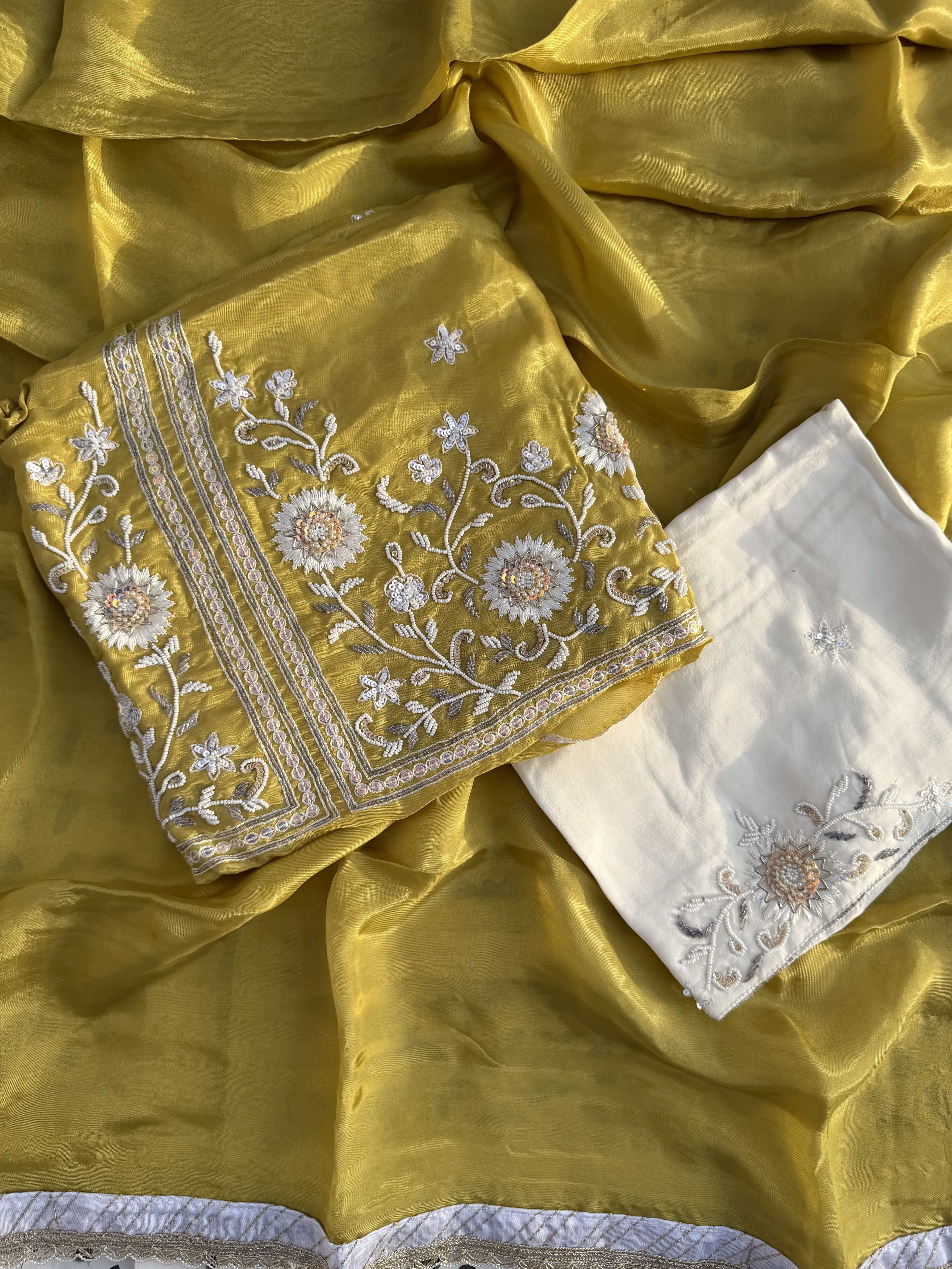 Mustard Gold Hand Embroidered Suit