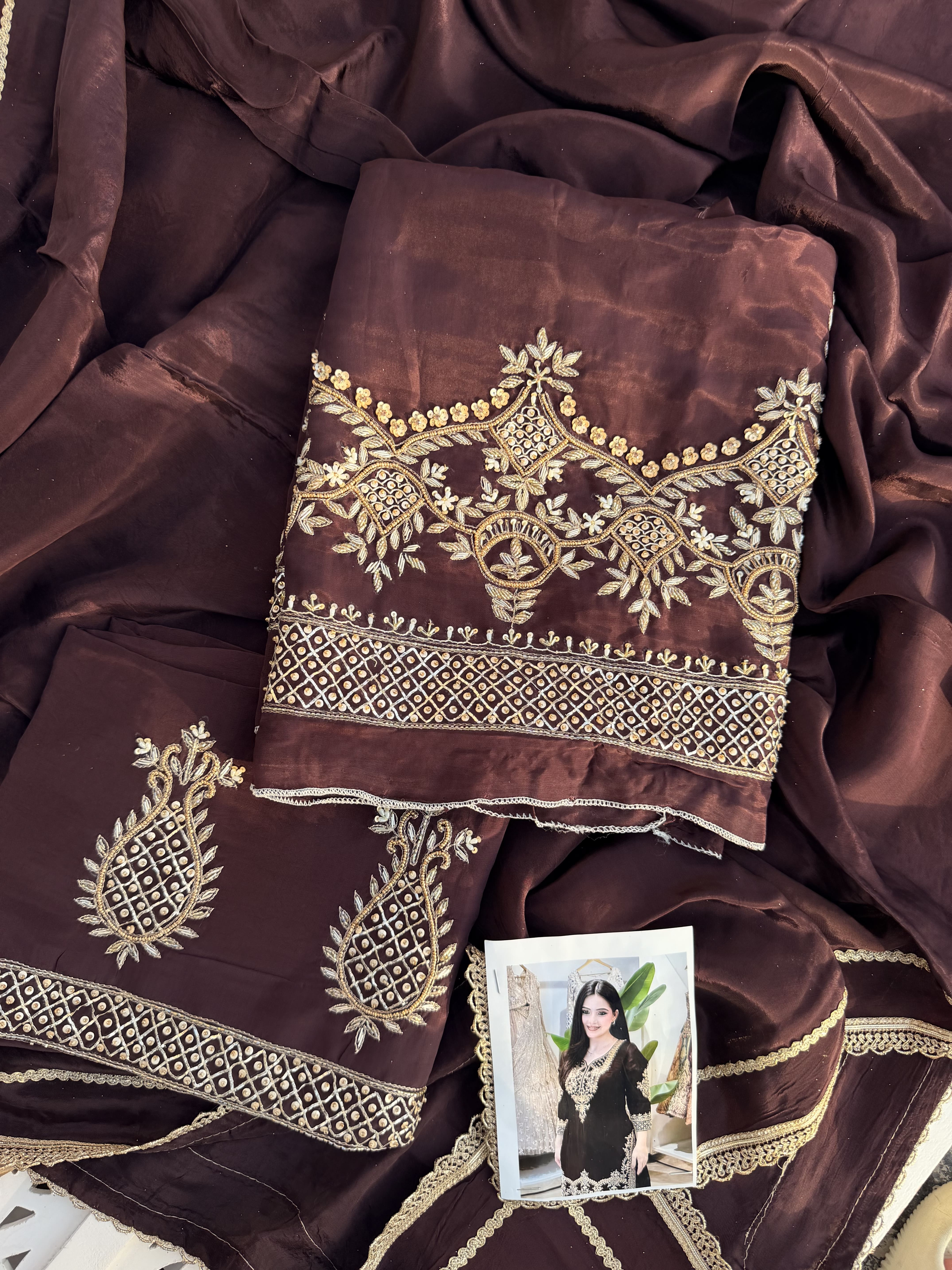 Chocolate Brown Hand Embroidered Suit