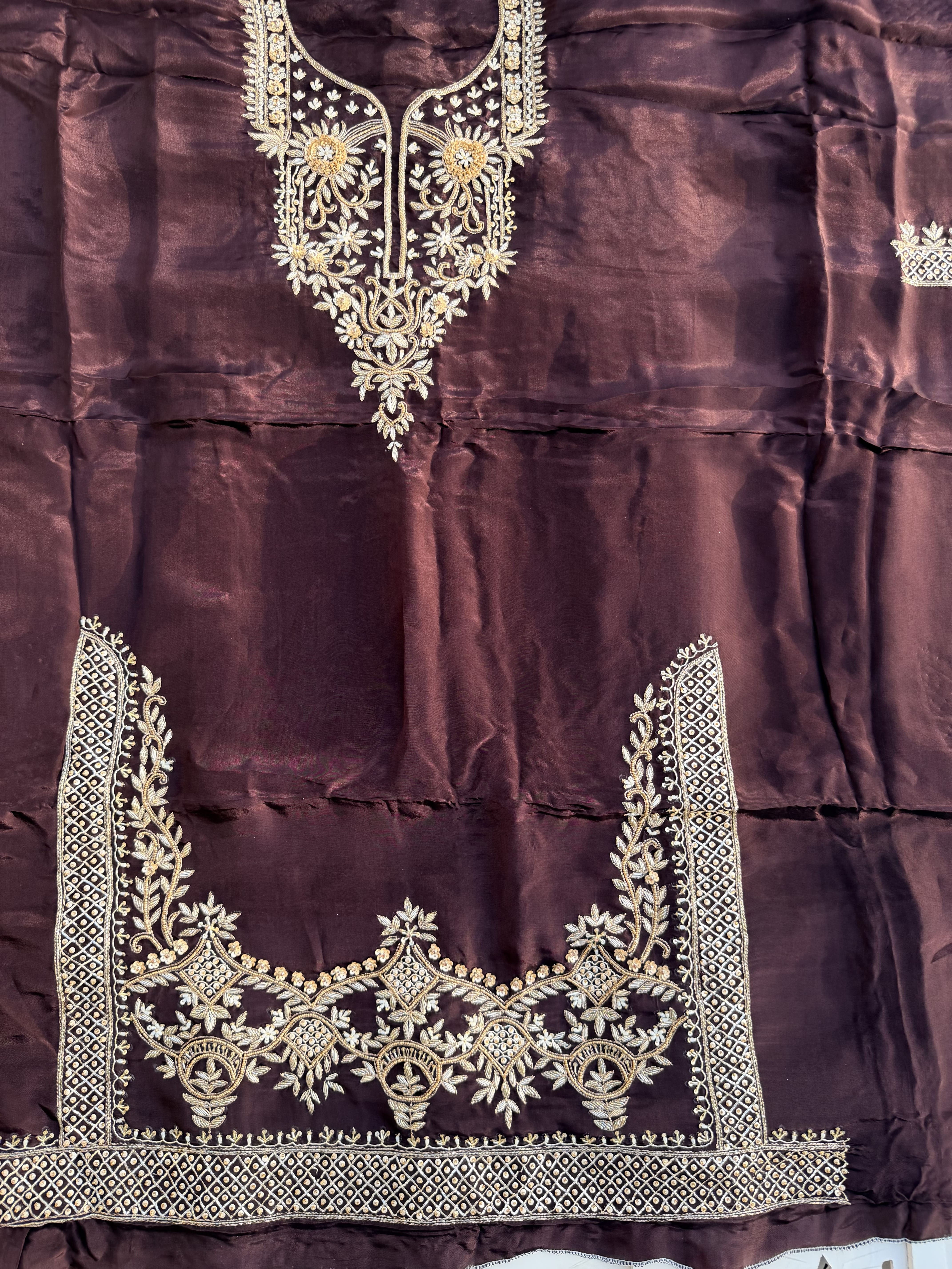 Chocolate Brown Hand Embroidered Suit