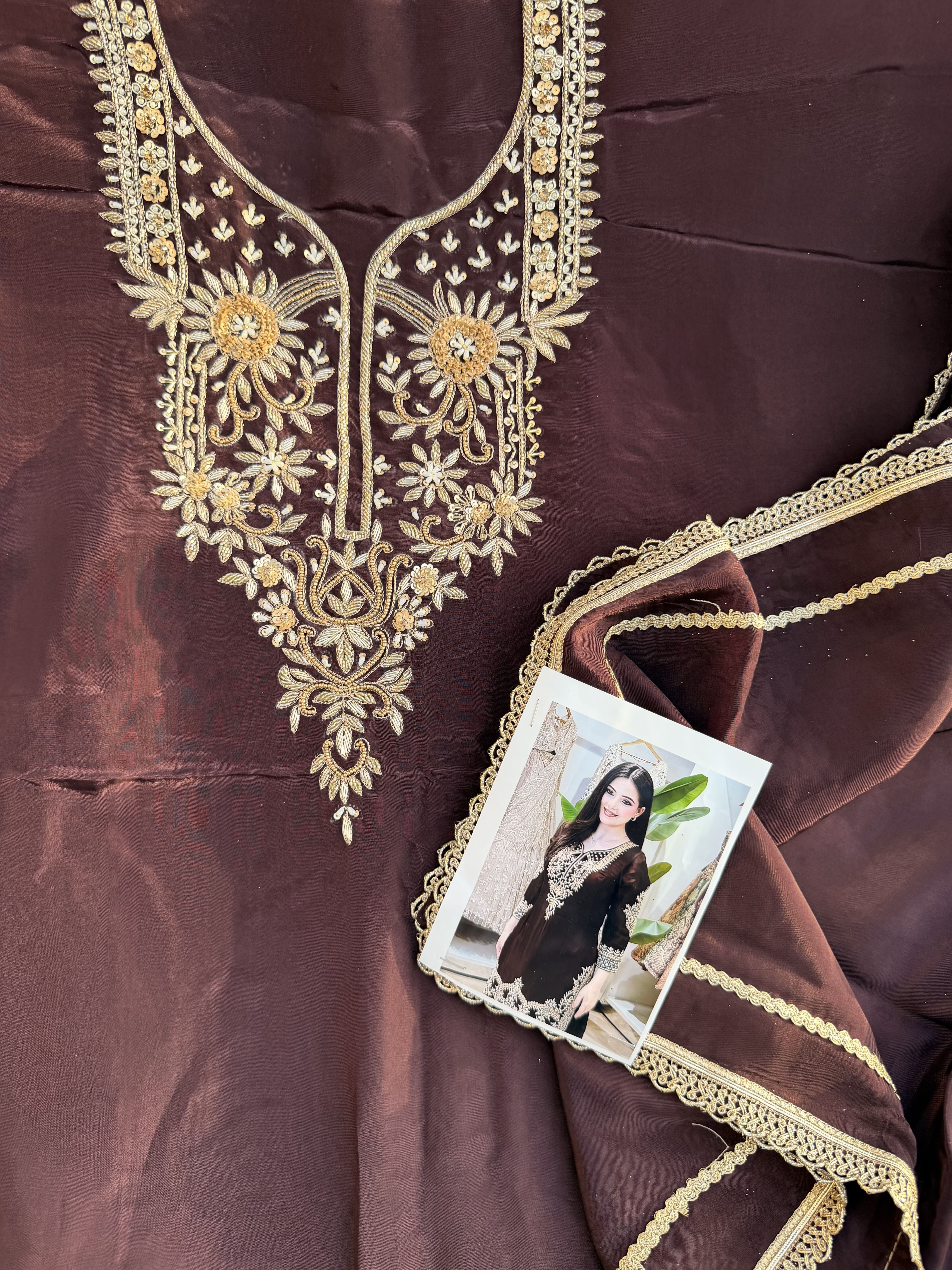 Chocolate Brown Hand Embroidered Suit