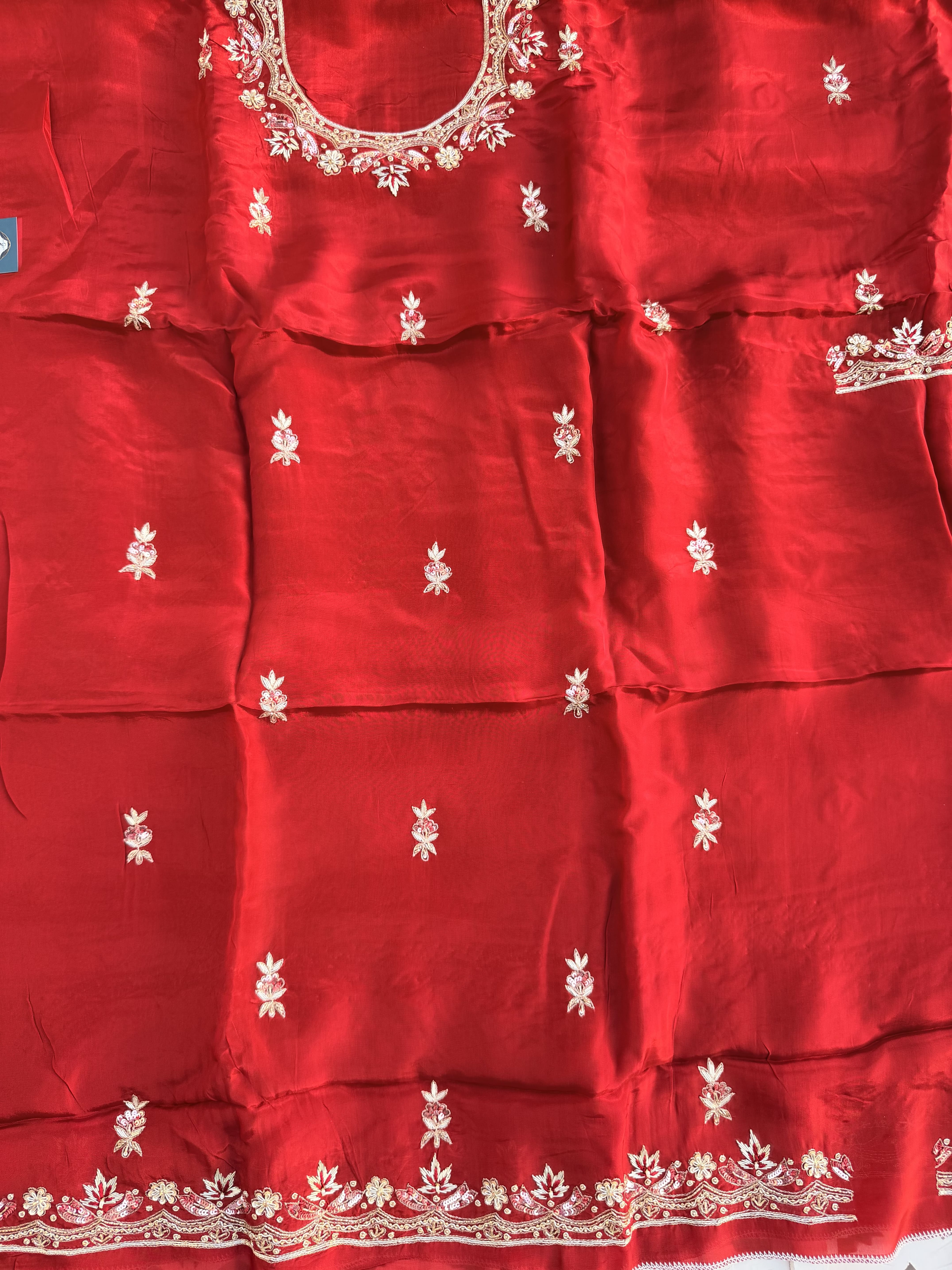 Crimson Red Hand Embroidered Suit