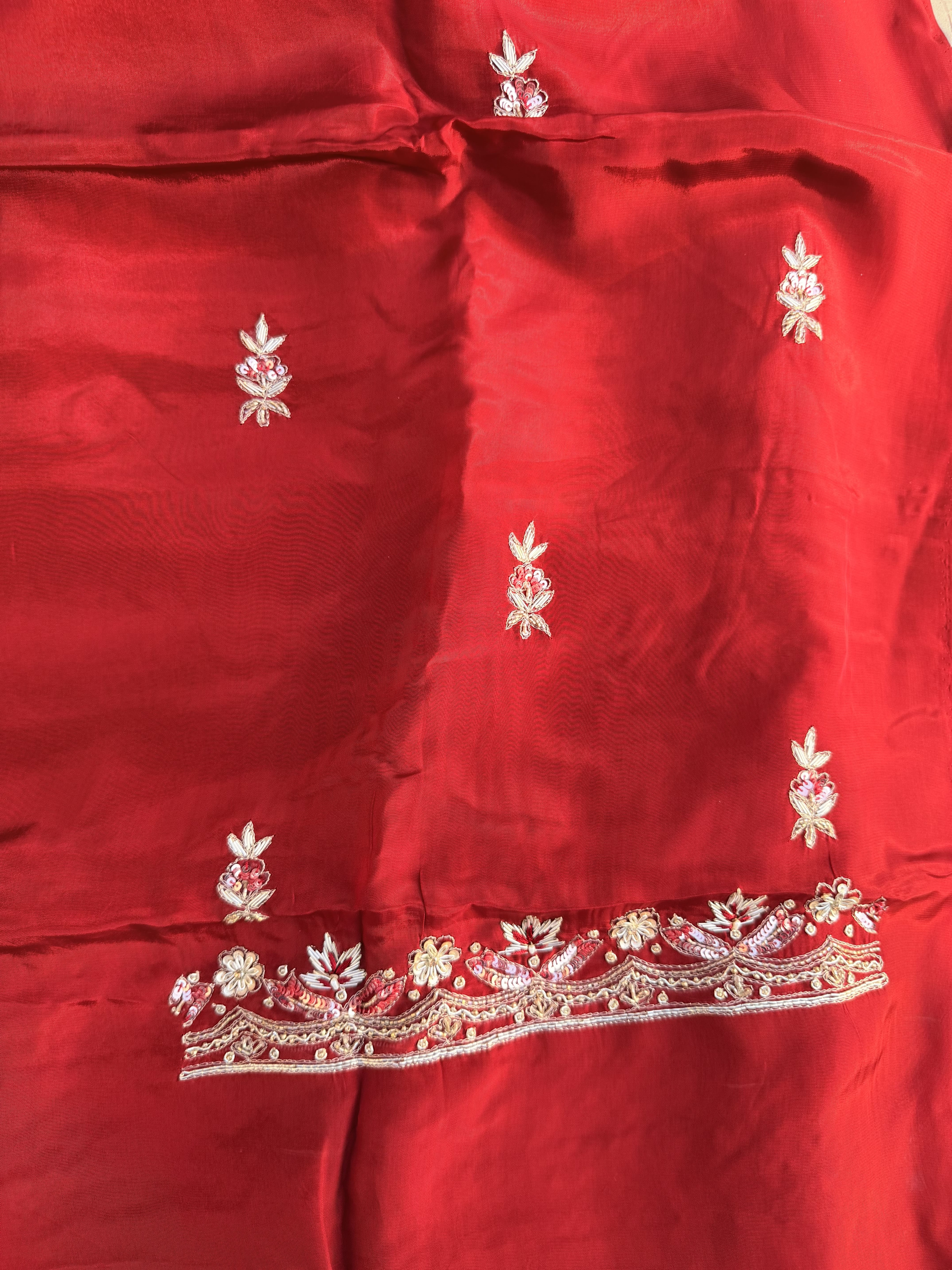 Crimson Red Hand Embroidered Suit