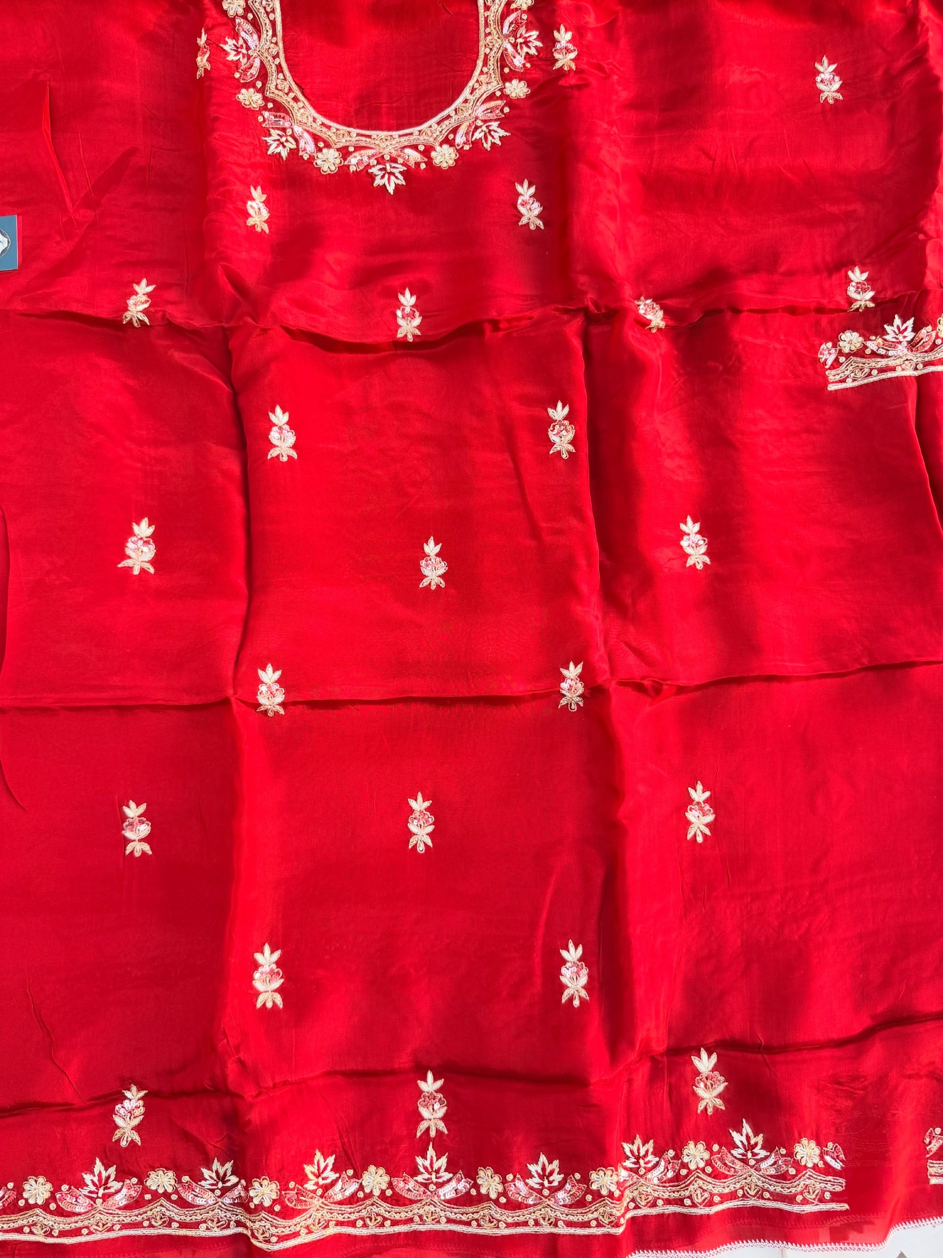 Crimson Red Hand Embroidered Suit