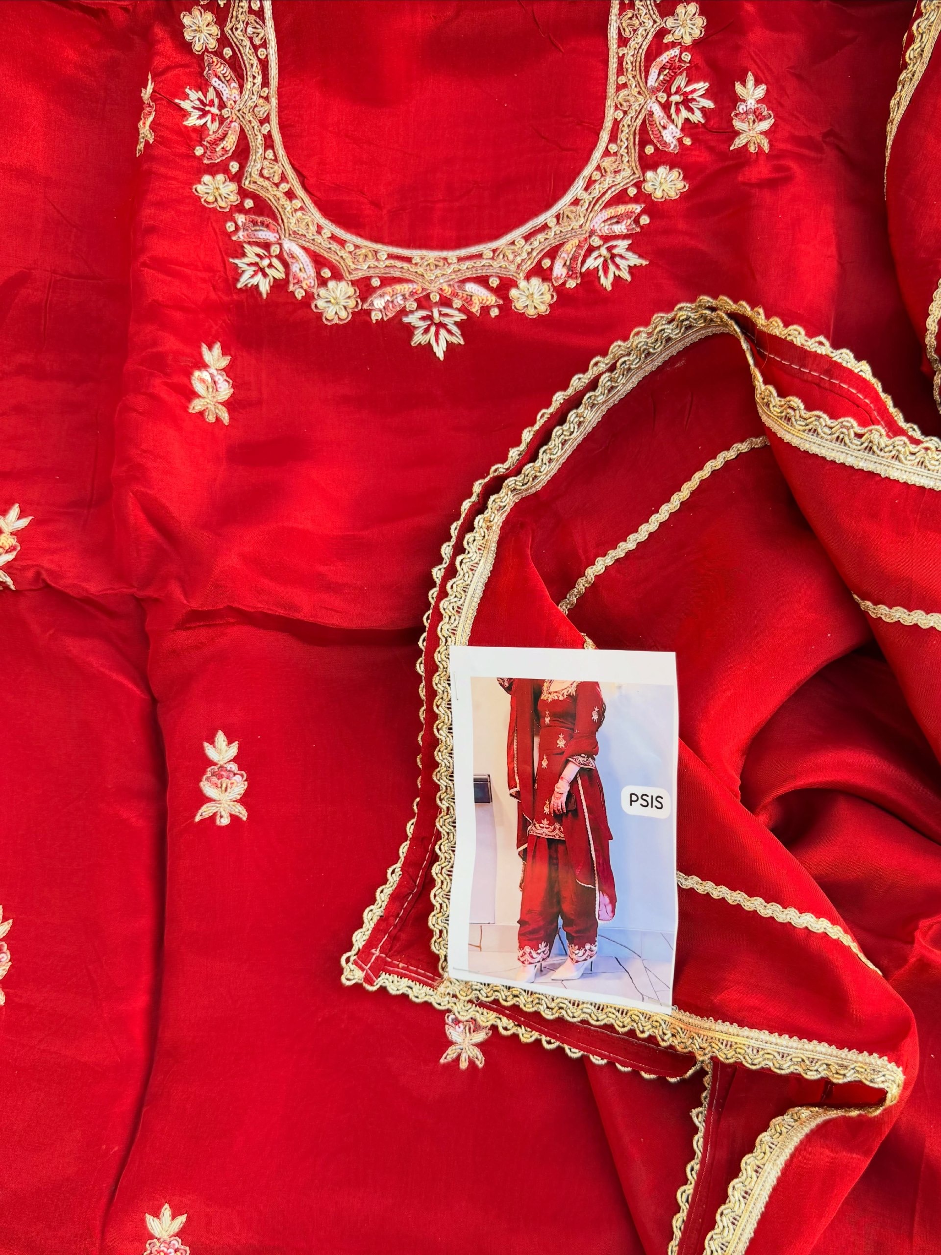 Crimson Red Hand Embroidered Suit