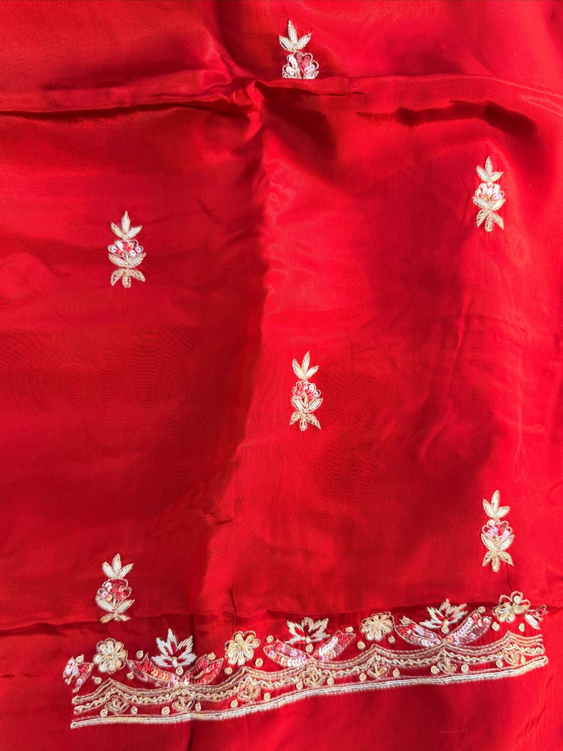 Crimson Red Hand Embroidered Suit