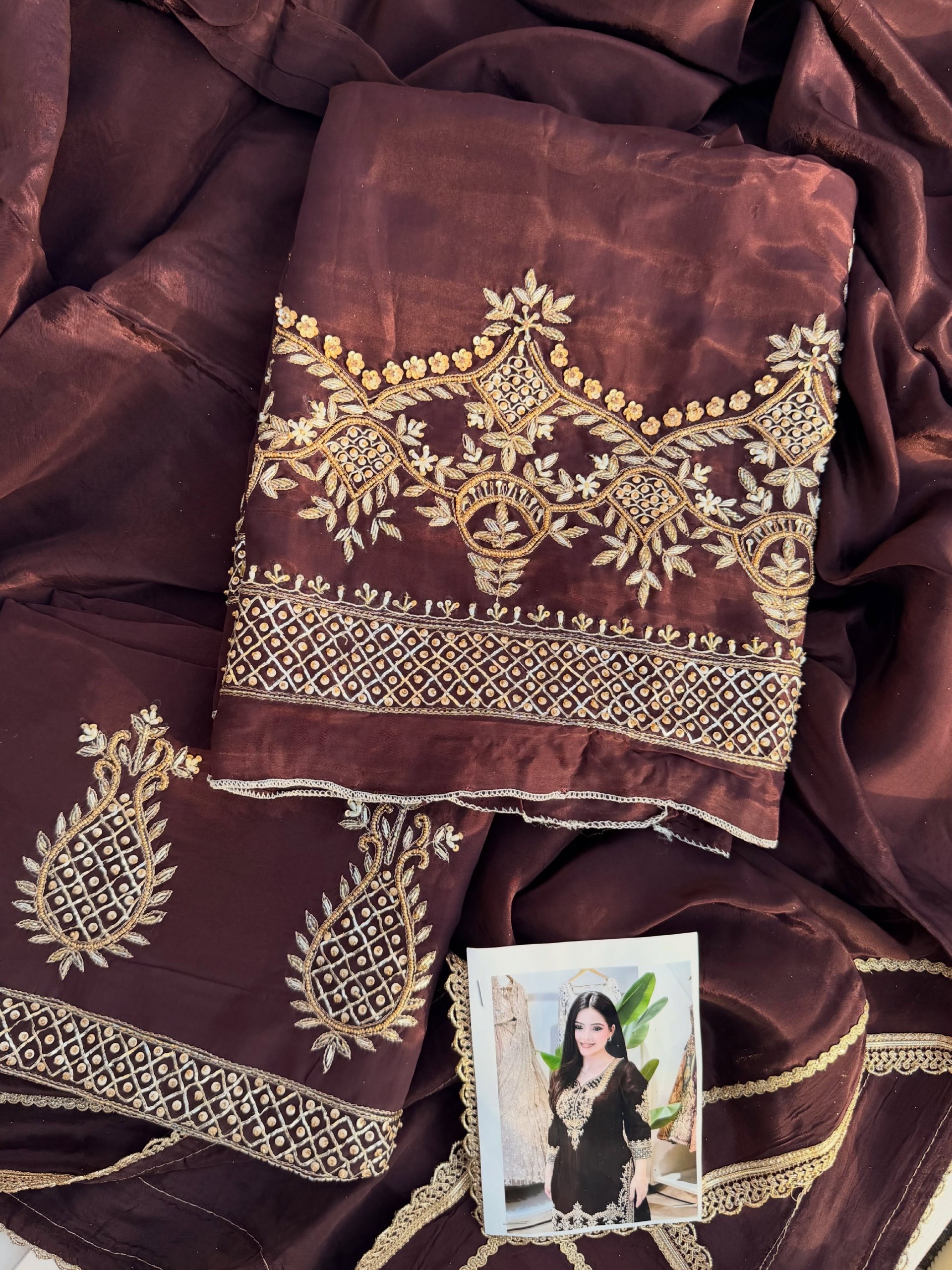 Chocolate Brown Hand Embroidered Suit
