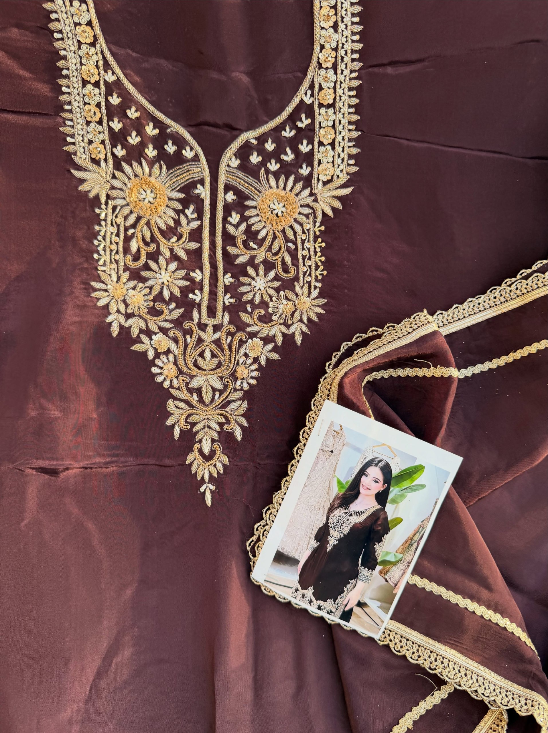 Chocolate Brown Hand Embroidered Suit
