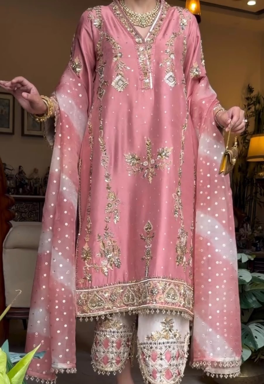 Dusty Rose Hand Embroidered Suit