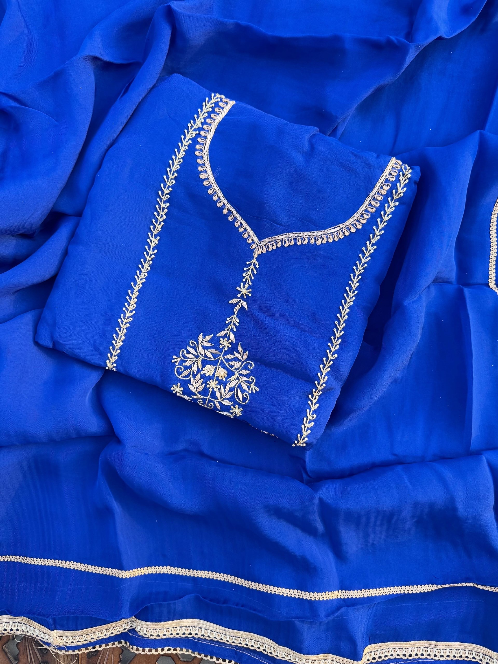 Royal blue hand embroidery suit