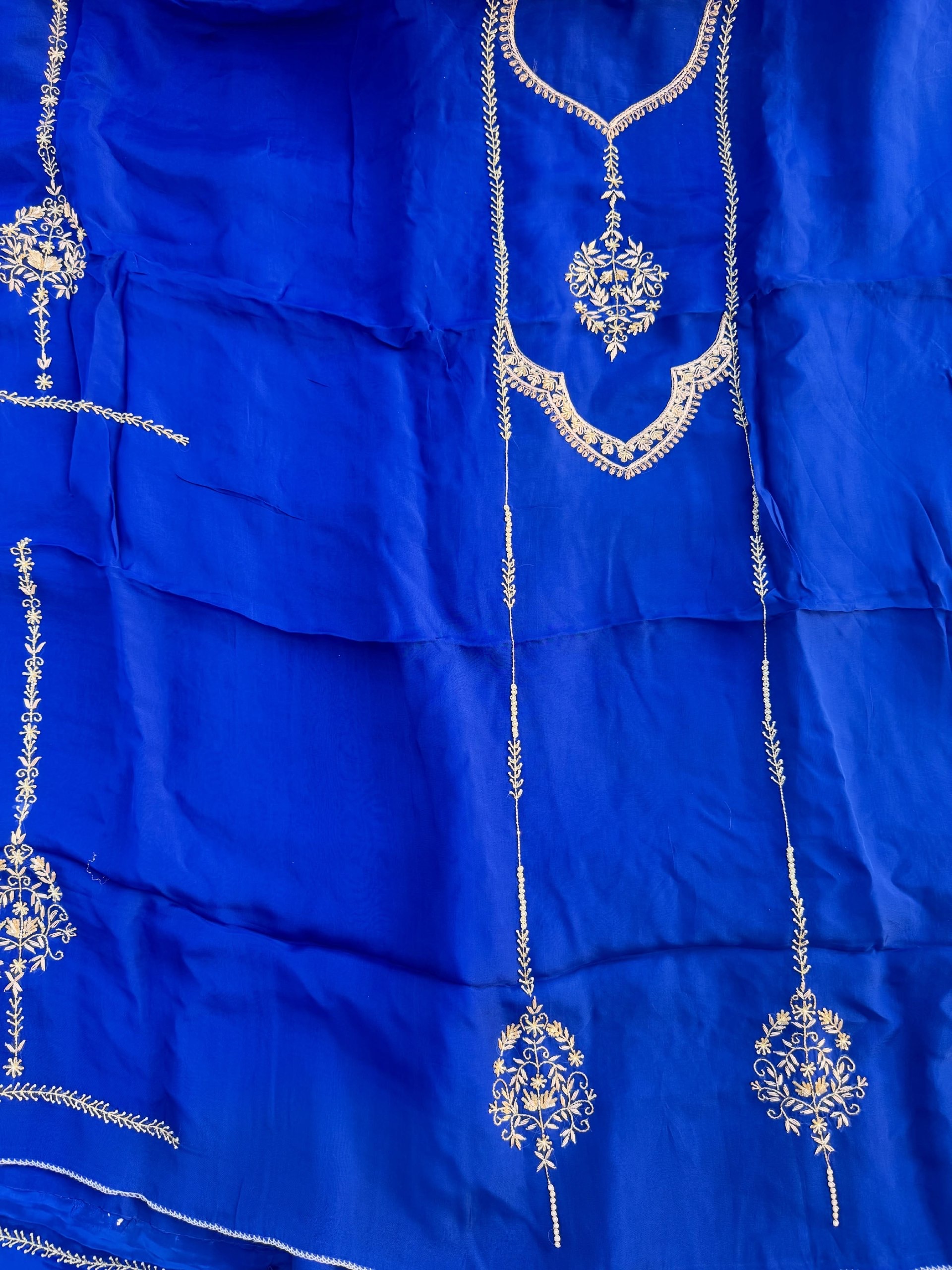 Royal blue hand embroidery suit