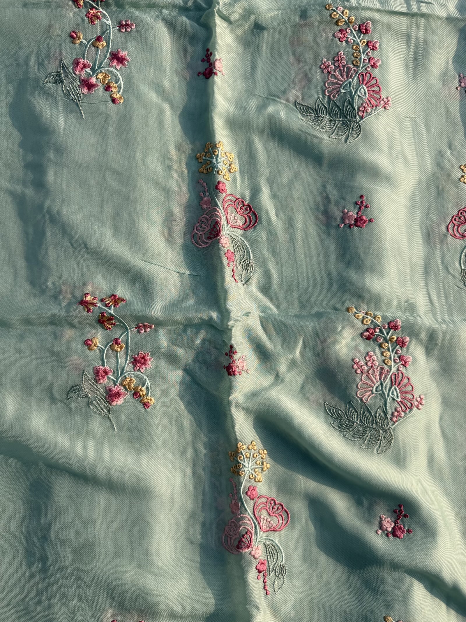 Twill organza front -back embroidery 