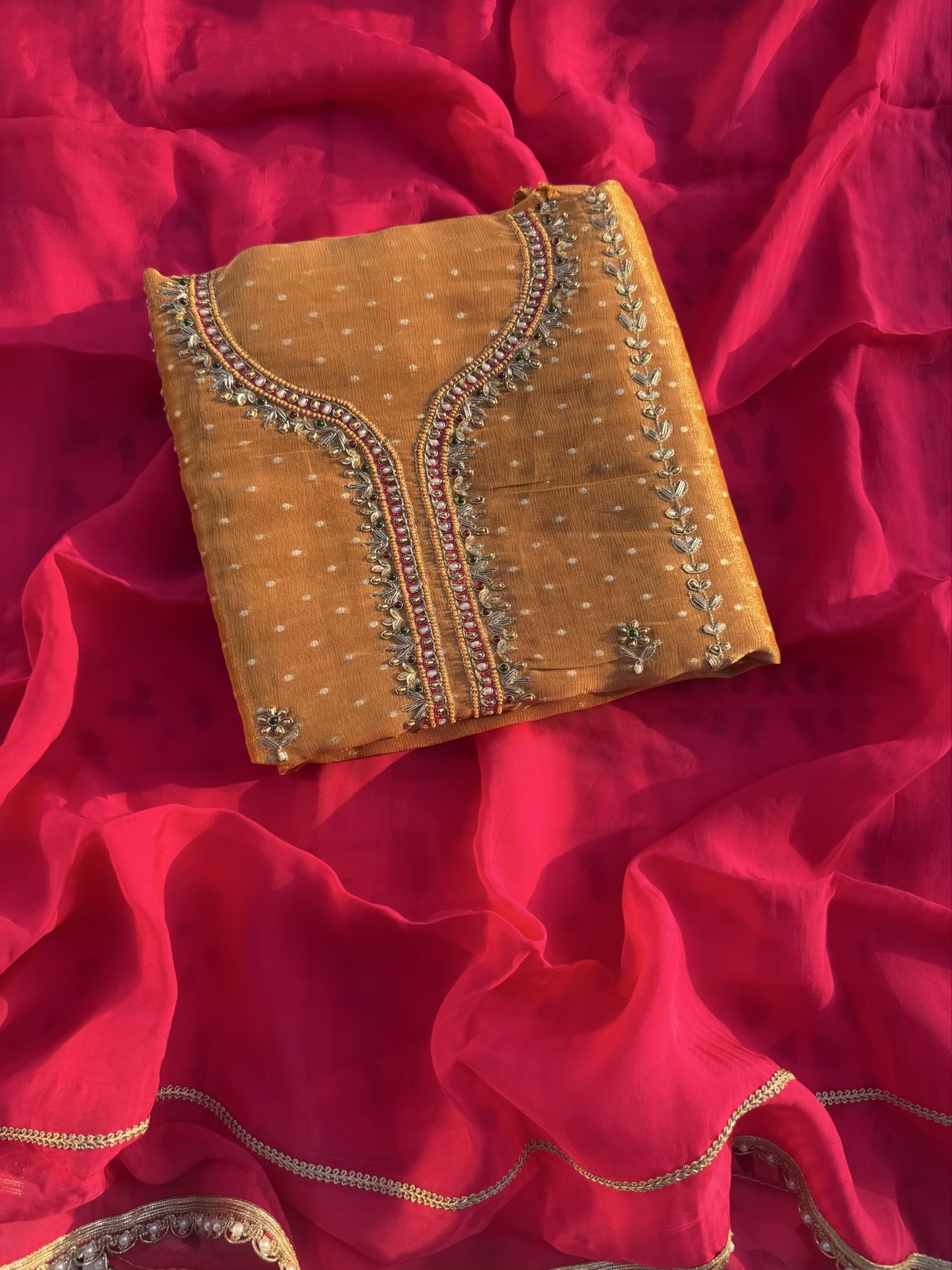 Orange-Rani suit set